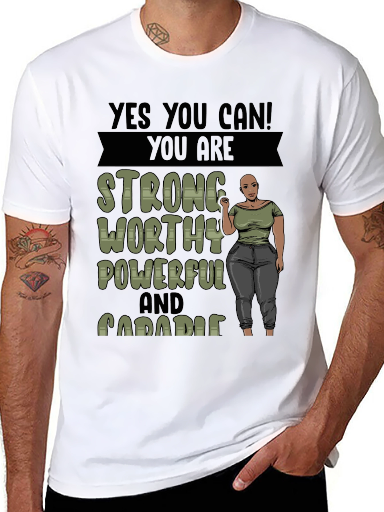 Empowering Graphic Tee: Strong Worthy Powerful