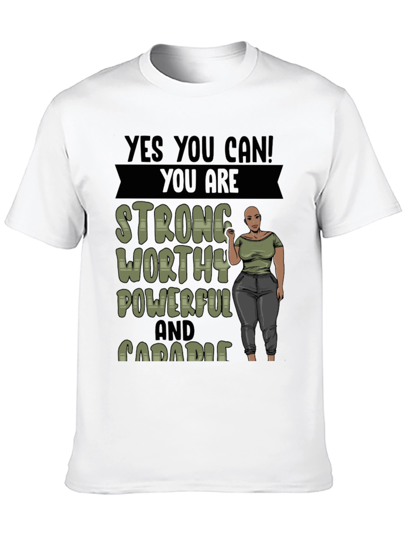 Empowering Graphic Tee: Strong Worthy Powerful