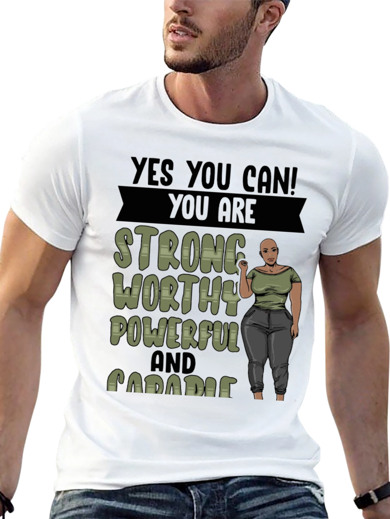 Empowering Graphic Tee: Strong Worthy Powerful