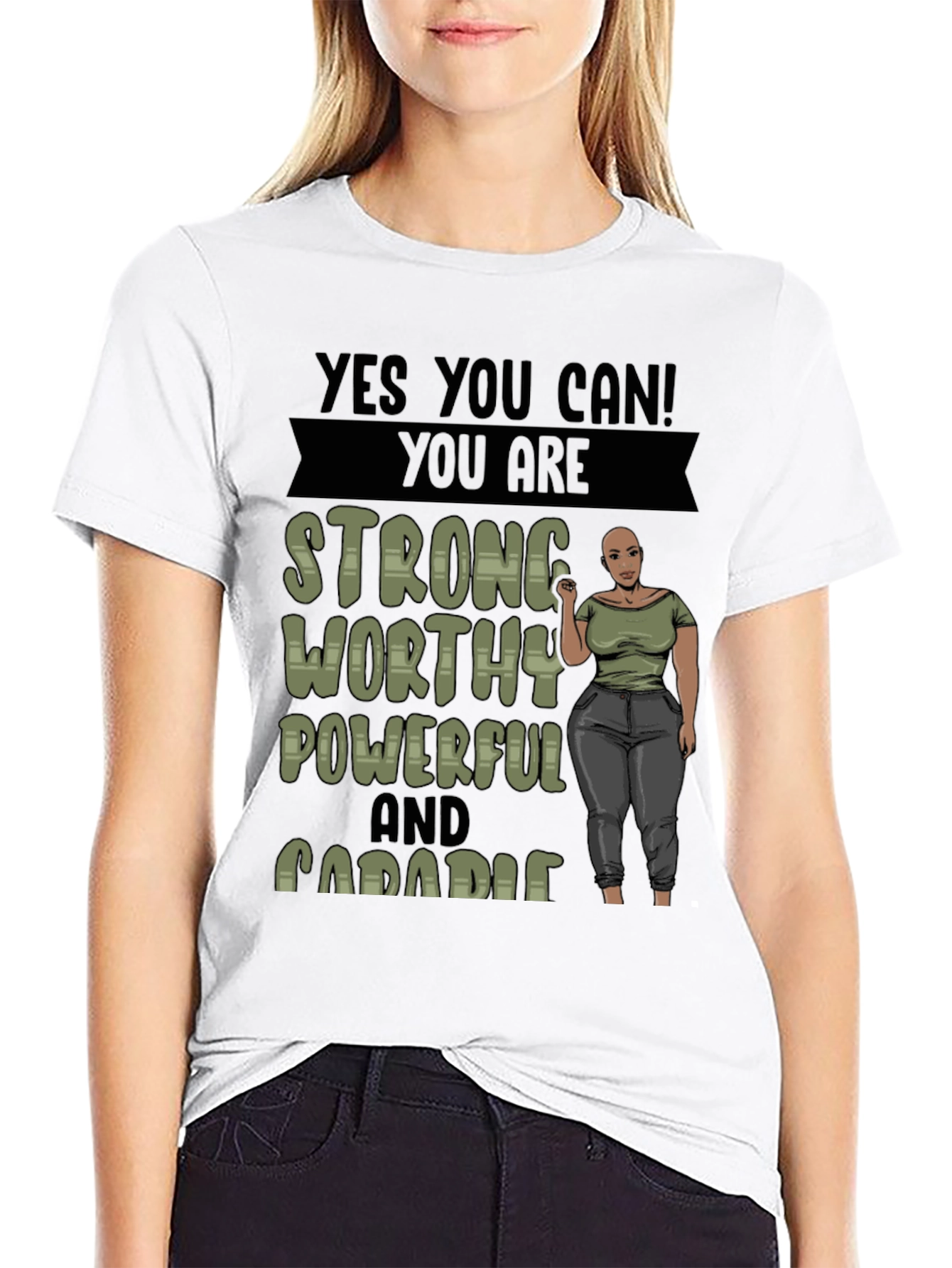 Empowering Graphic Tee: Strong Worthy Powerful