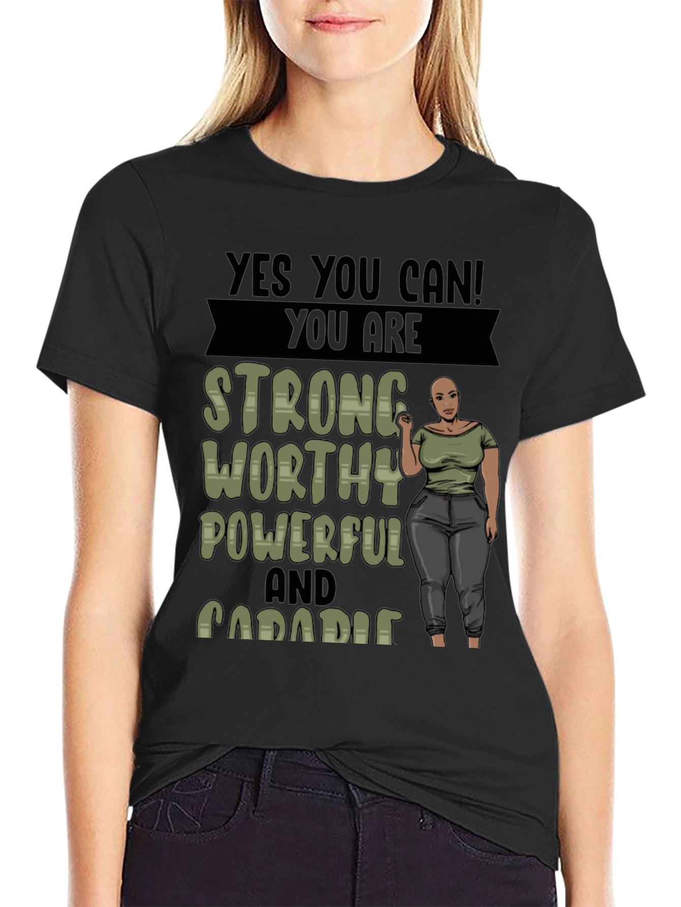 Empowering Graphic Tee: Strong Worthy Powerful