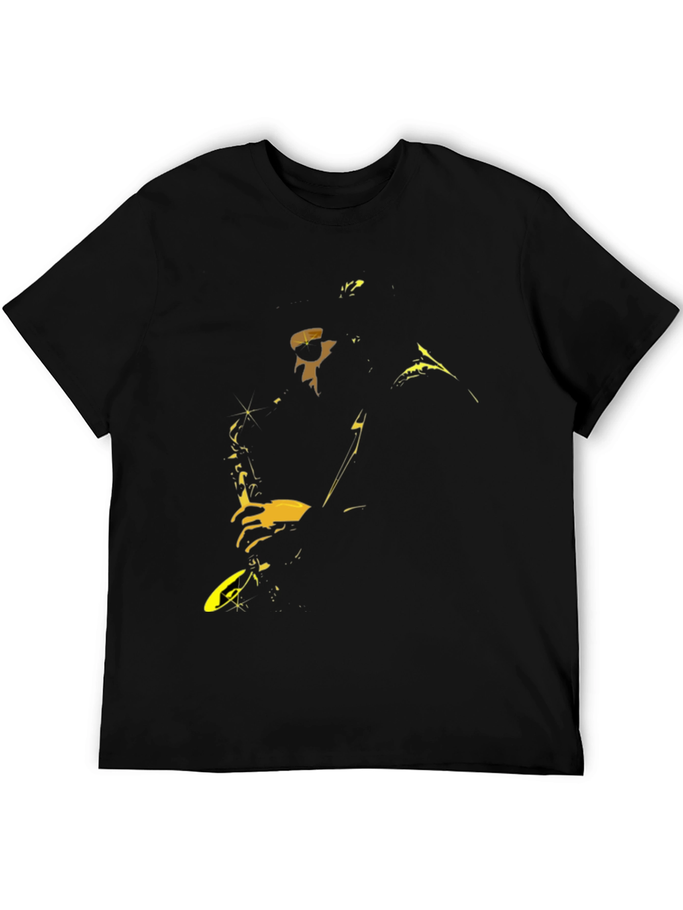 Saxophone Player Graphic Black T-Shirt