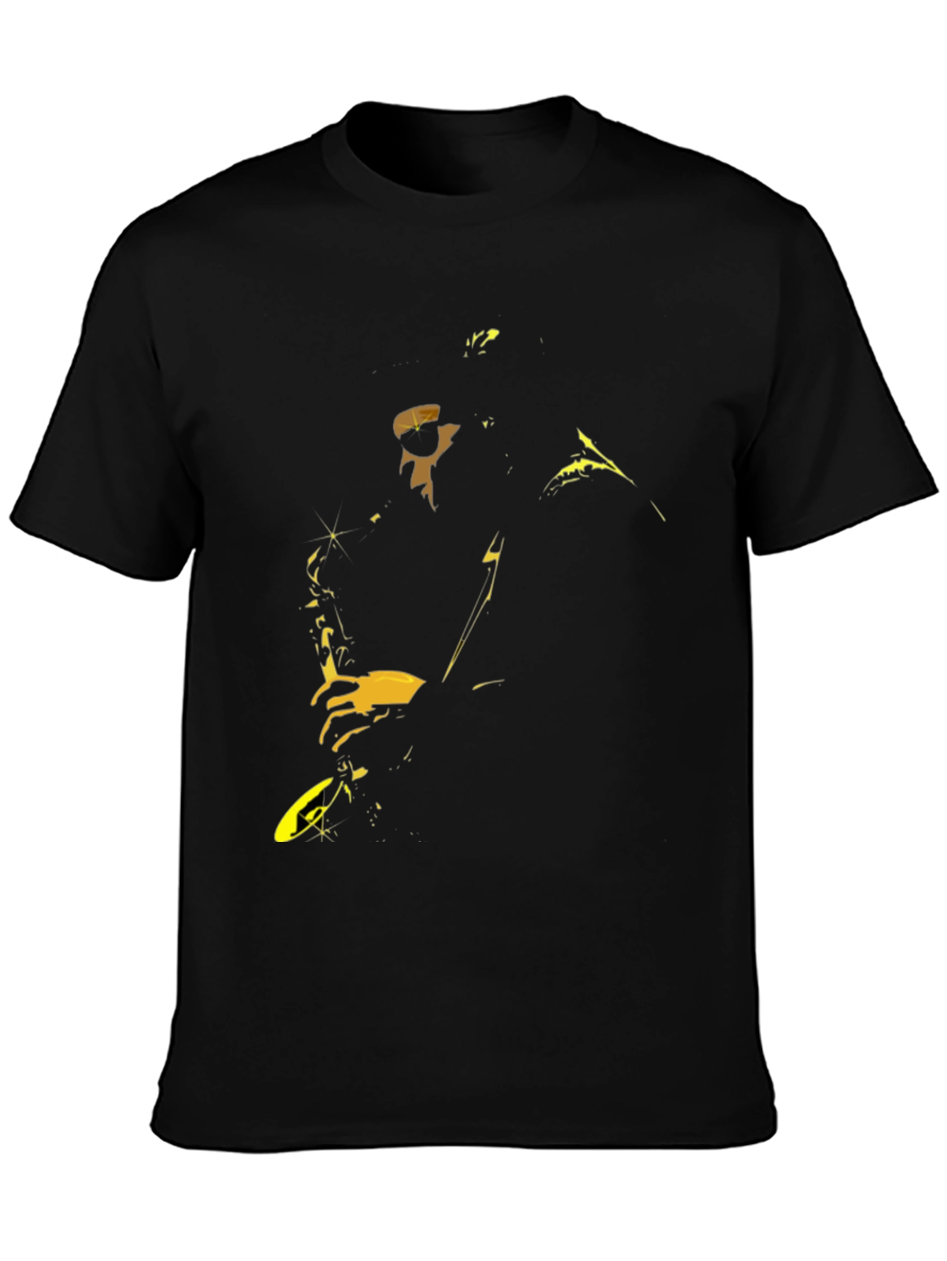 Saxophone Player Graphic Black T-Shirt