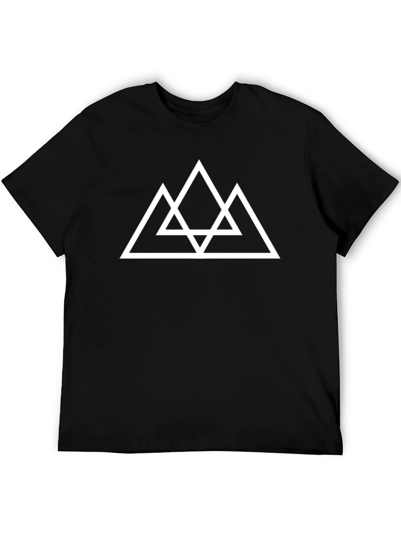 Geometric Triangle Graphic Tee - Black Cotton Casual Shirt