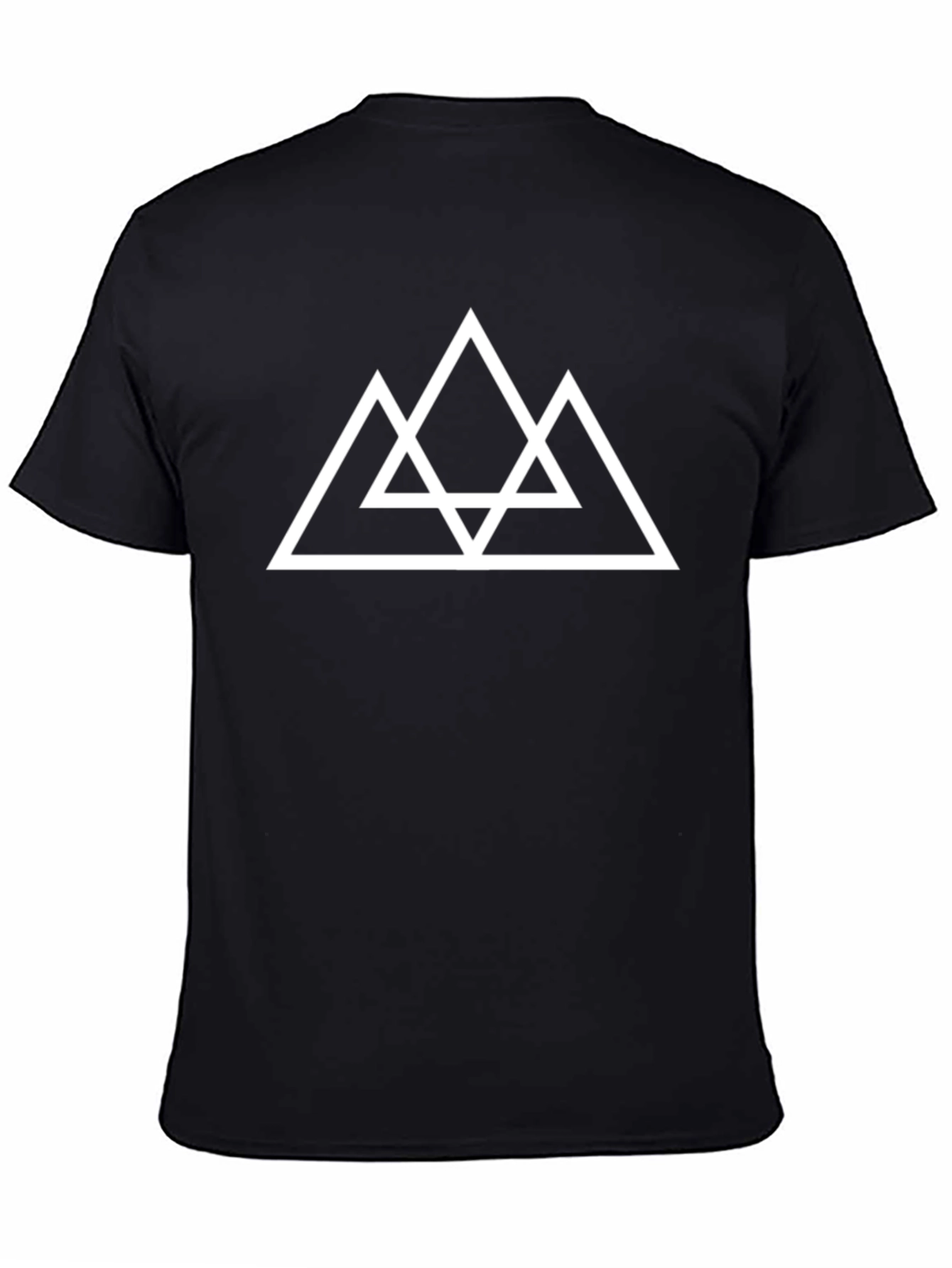 Geometric Triangle Graphic Tee - Black Cotton Casual Shirt