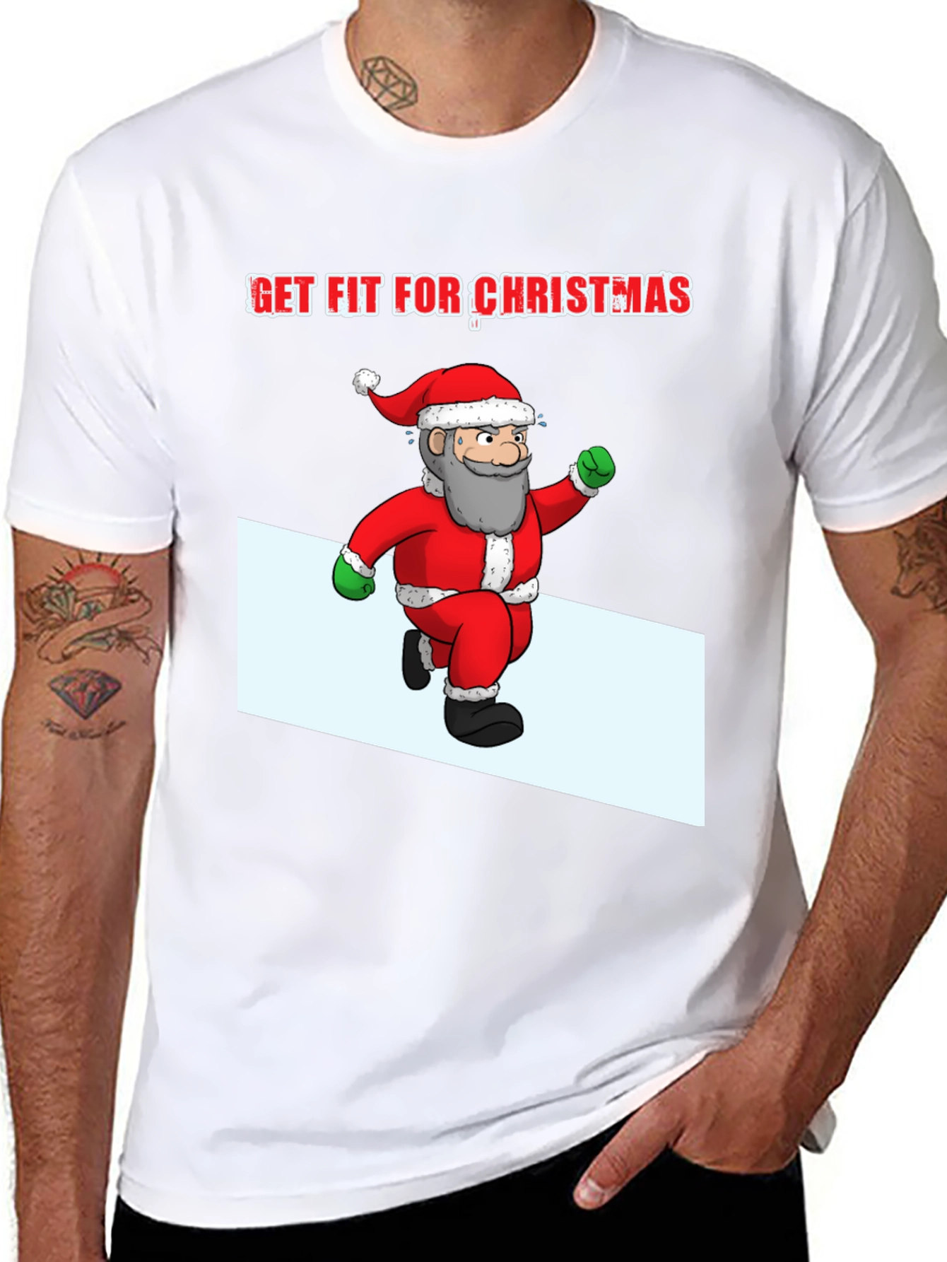 Get Fit for Christmas Santa Graphic T-Shirt