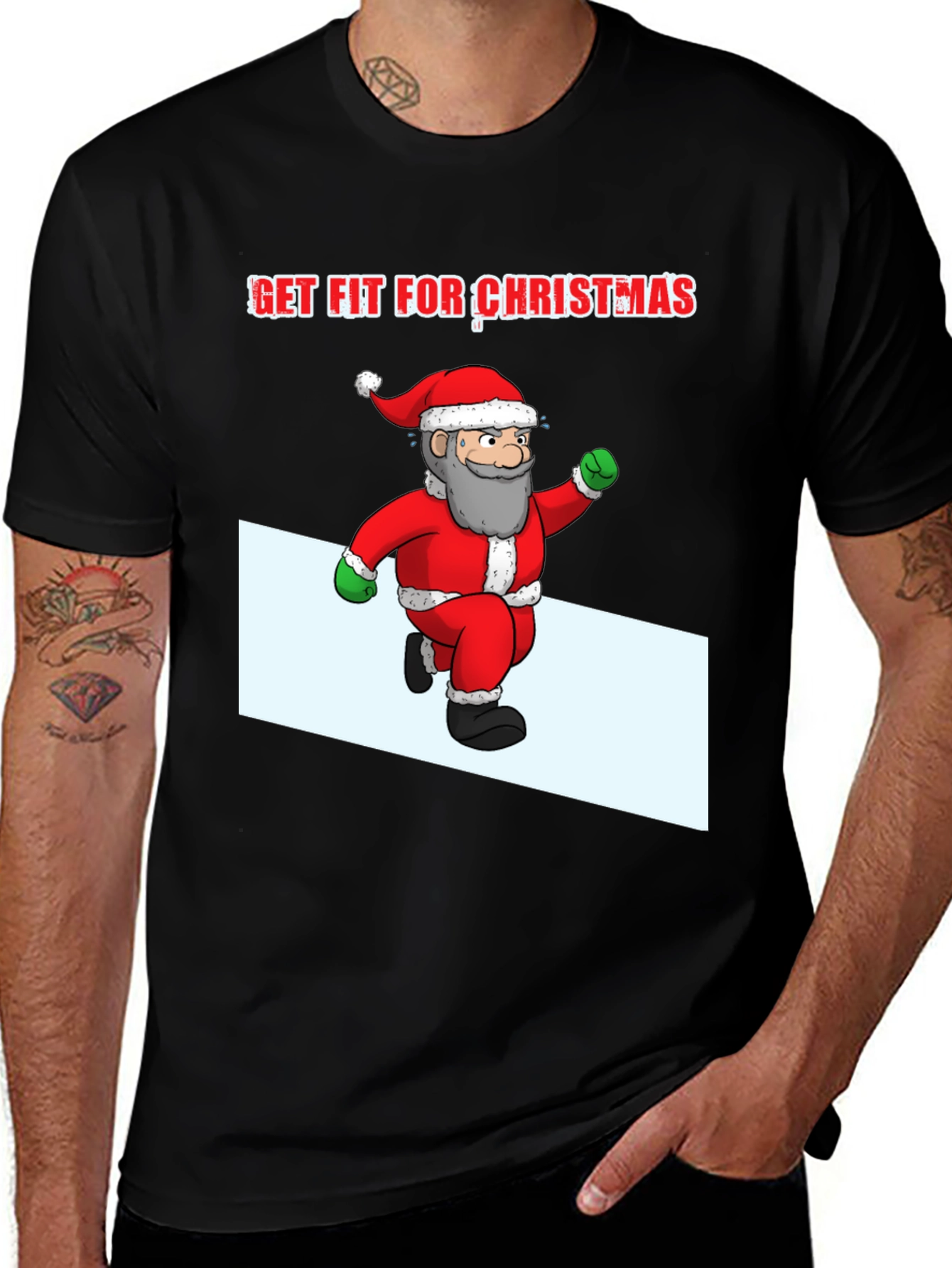 Get Fit for Christmas Santa Graphic T-Shirt