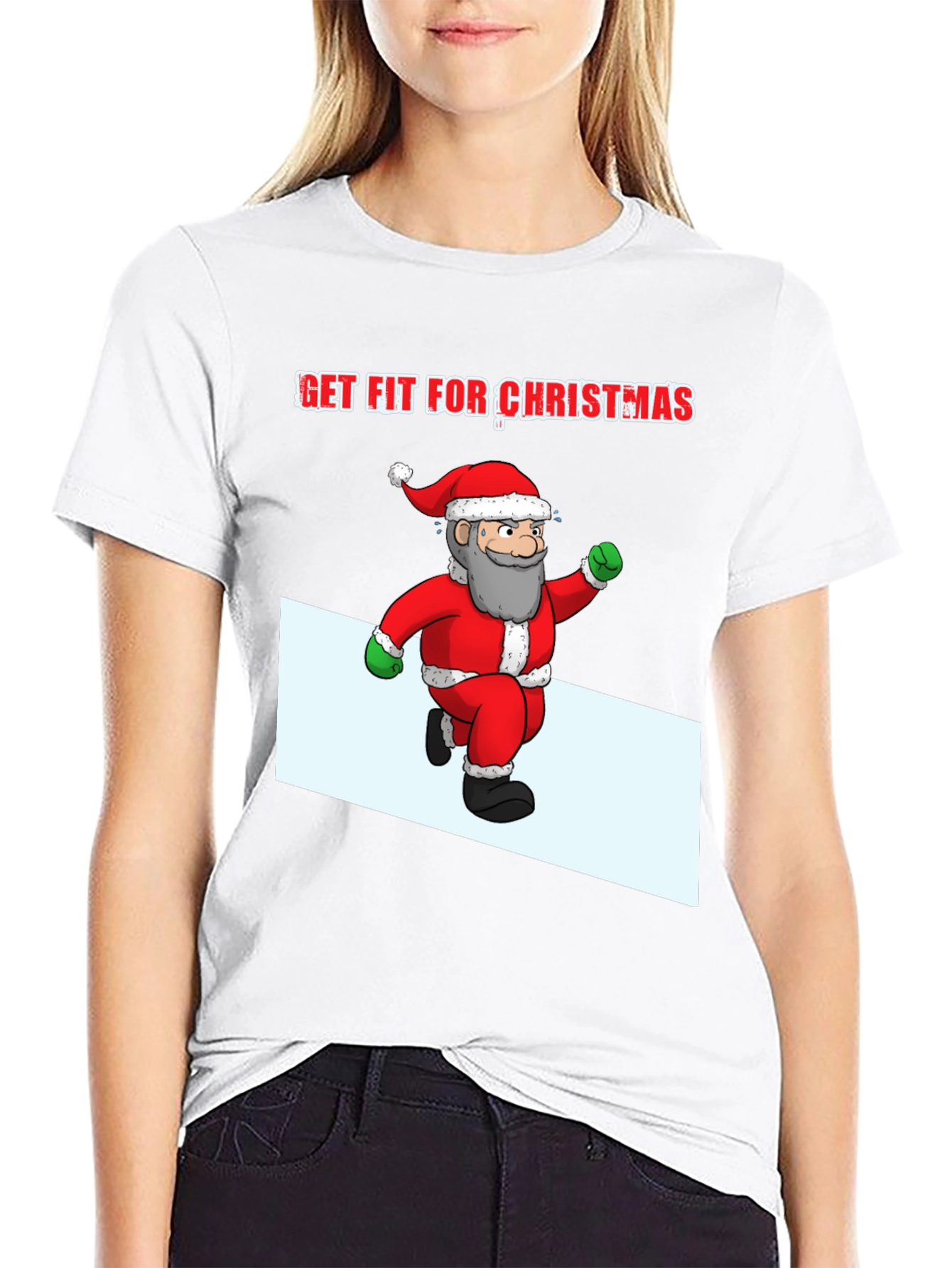 Get Fit for Christmas Santa Graphic T-Shirt