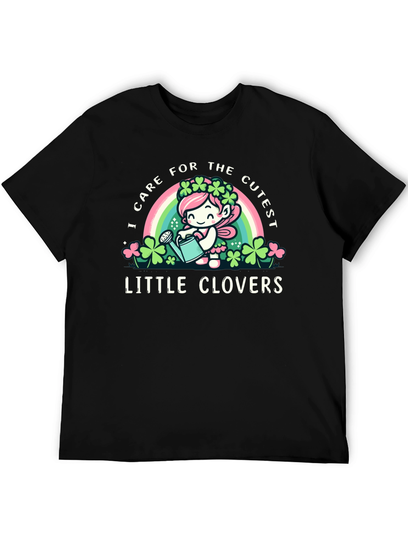 Cute Clover Caregiver Black T-Shirt