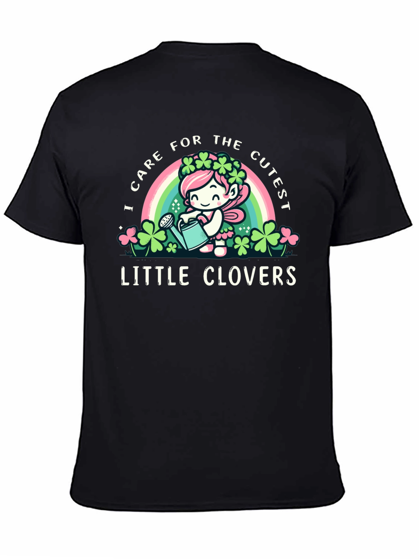 Cute Clover Caregiver Black T-Shirt