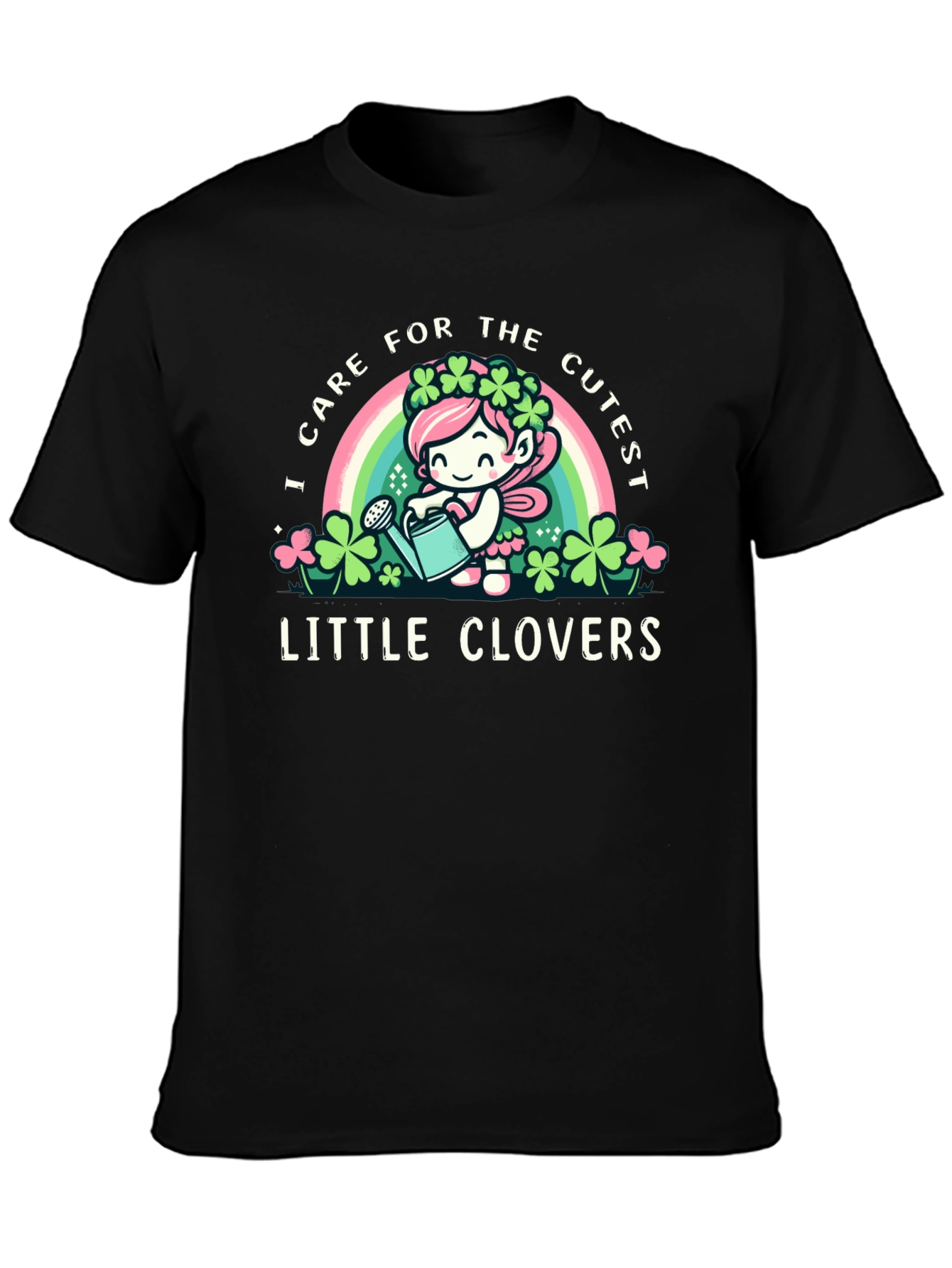 Cute Clover Caregiver Black T-Shirt