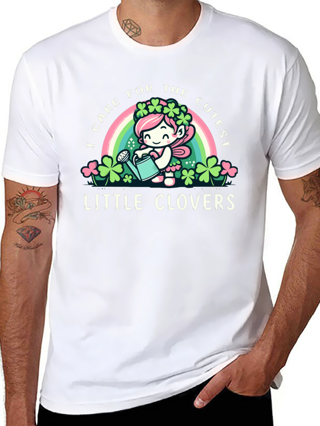 Cute Clover Caregiver Black T-Shirt