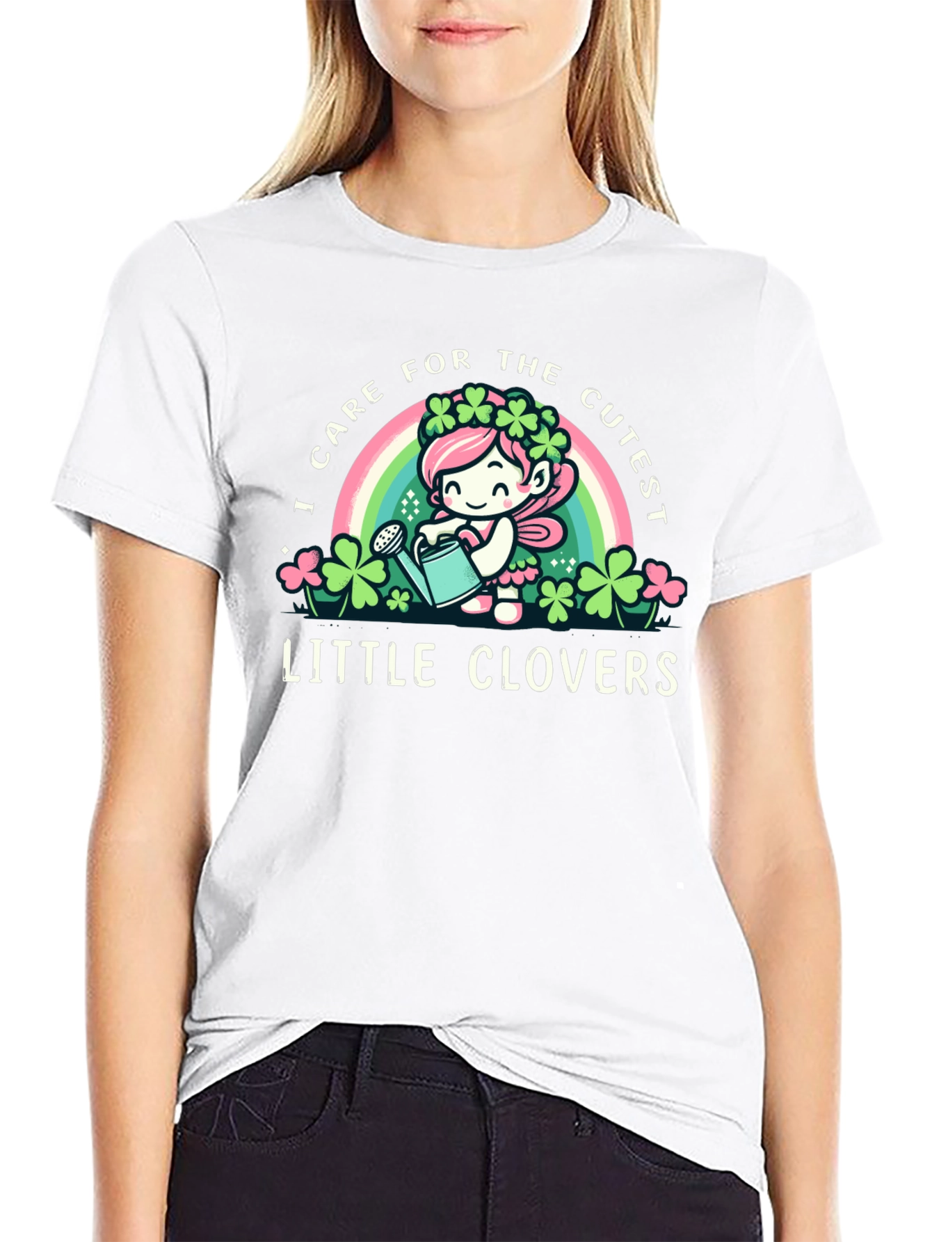 Cute Clover Caregiver Black T-Shirt