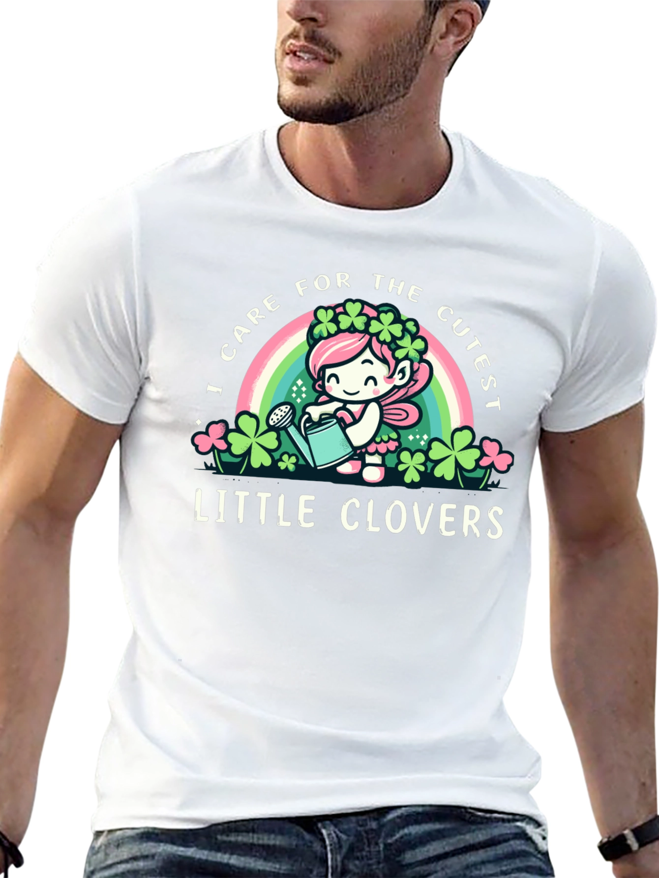 Cute Clover Caregiver Black T-Shirt