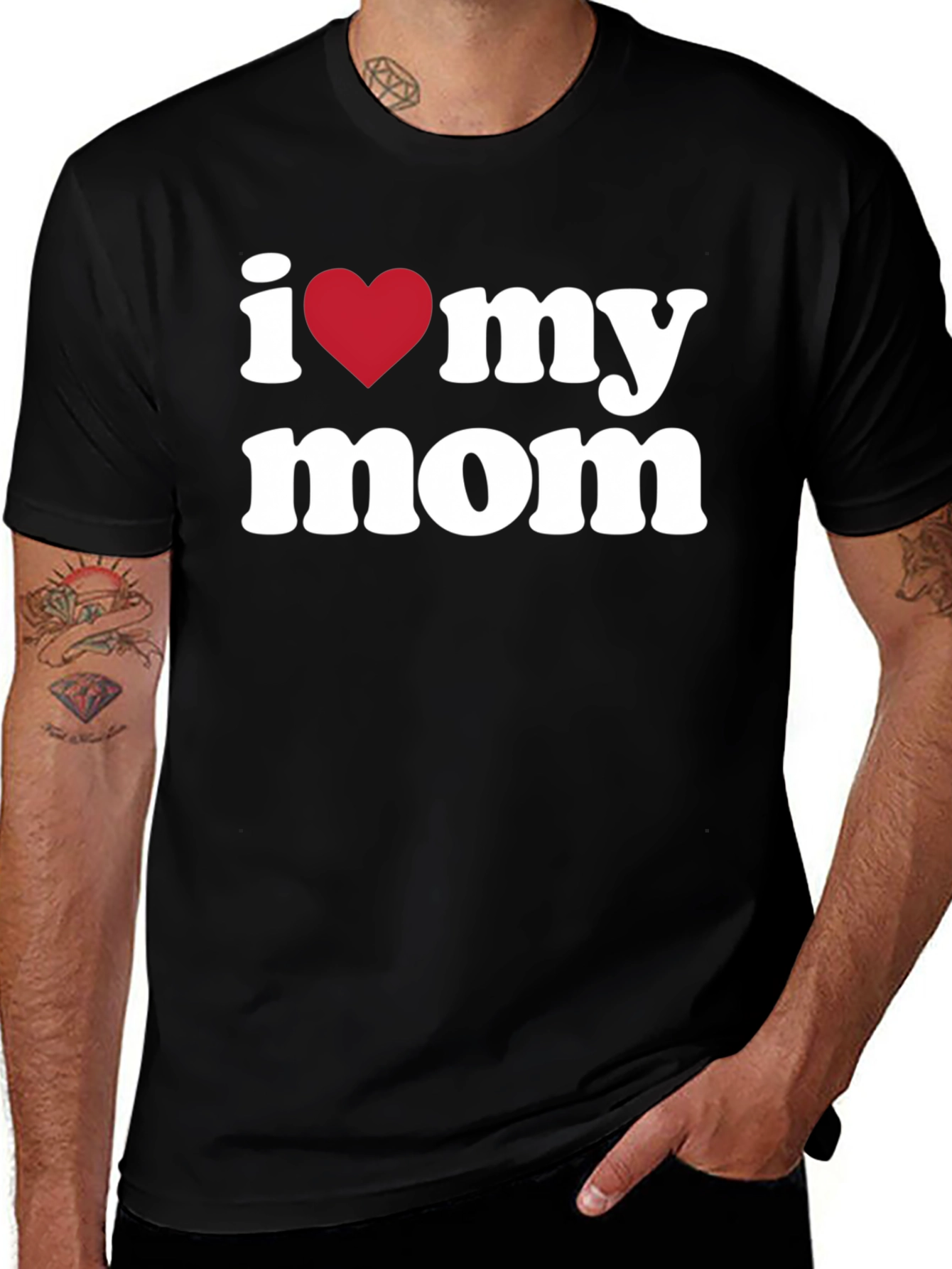 I Heart My Mom T-Shirt - Black Graphic Tee
