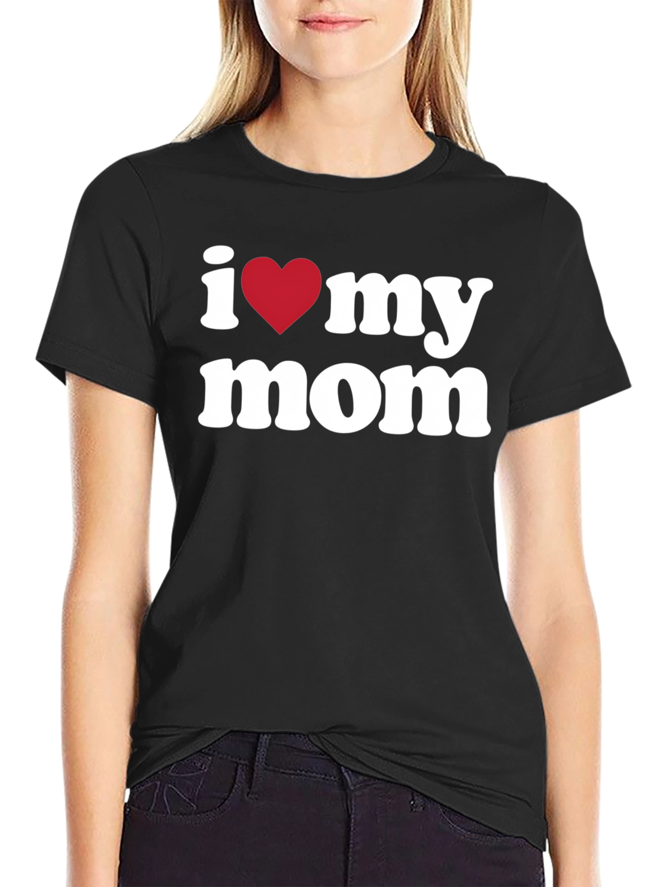 I Heart My Mom T-Shirt - Black Graphic Tee