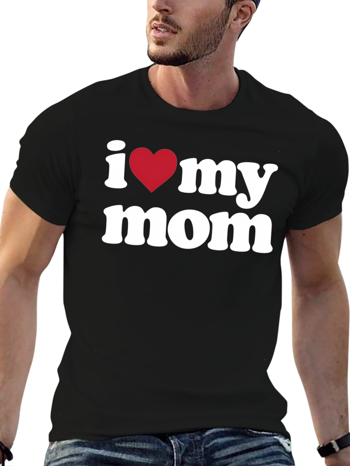 I Heart My Mom T-Shirt - Black Graphic Tee