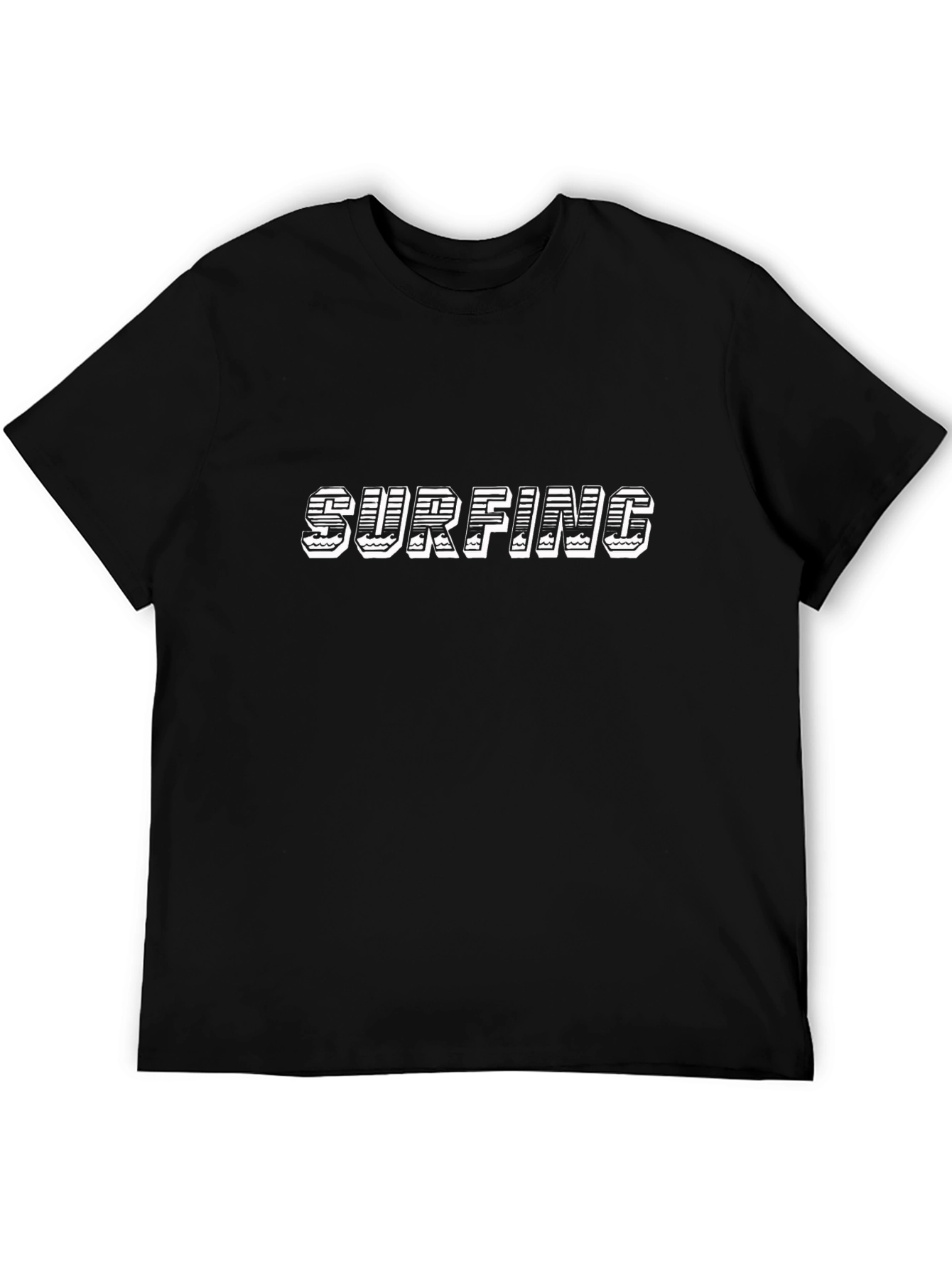 Surfing Graphic Tee - Black Cotton T-Shirt