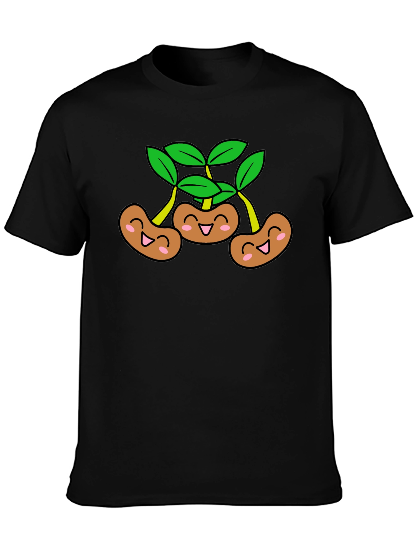 Funny Smiling Beans Black T-Shirt