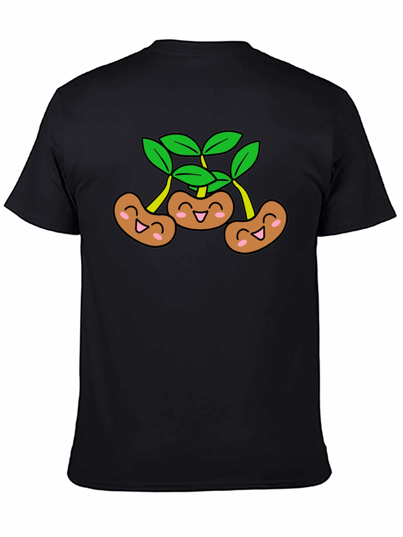 Funny Smiling Beans Black T-Shirt