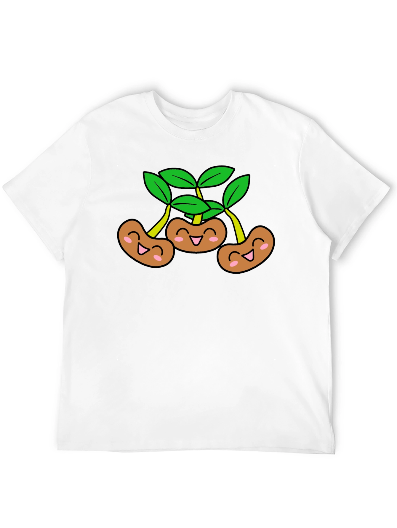 Funny Smiling Beans Black T-Shirt