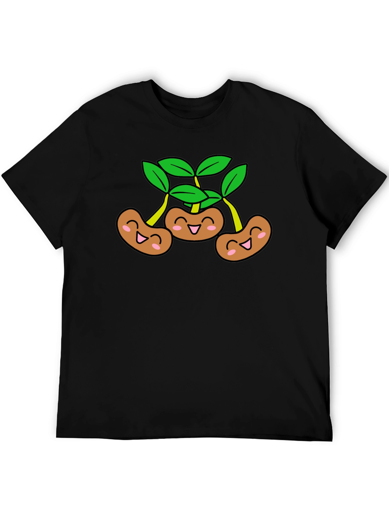 Funny Smiling Beans Black T-Shirt
