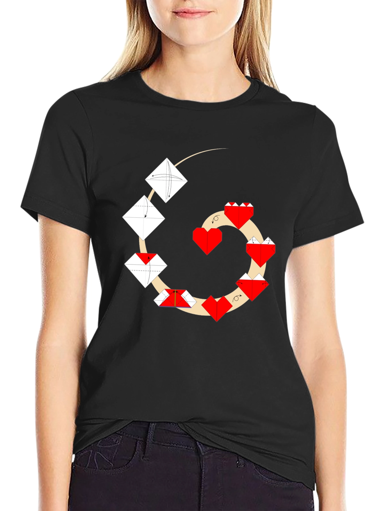 Origami Heart T-Shirt - Unique Geometric Design