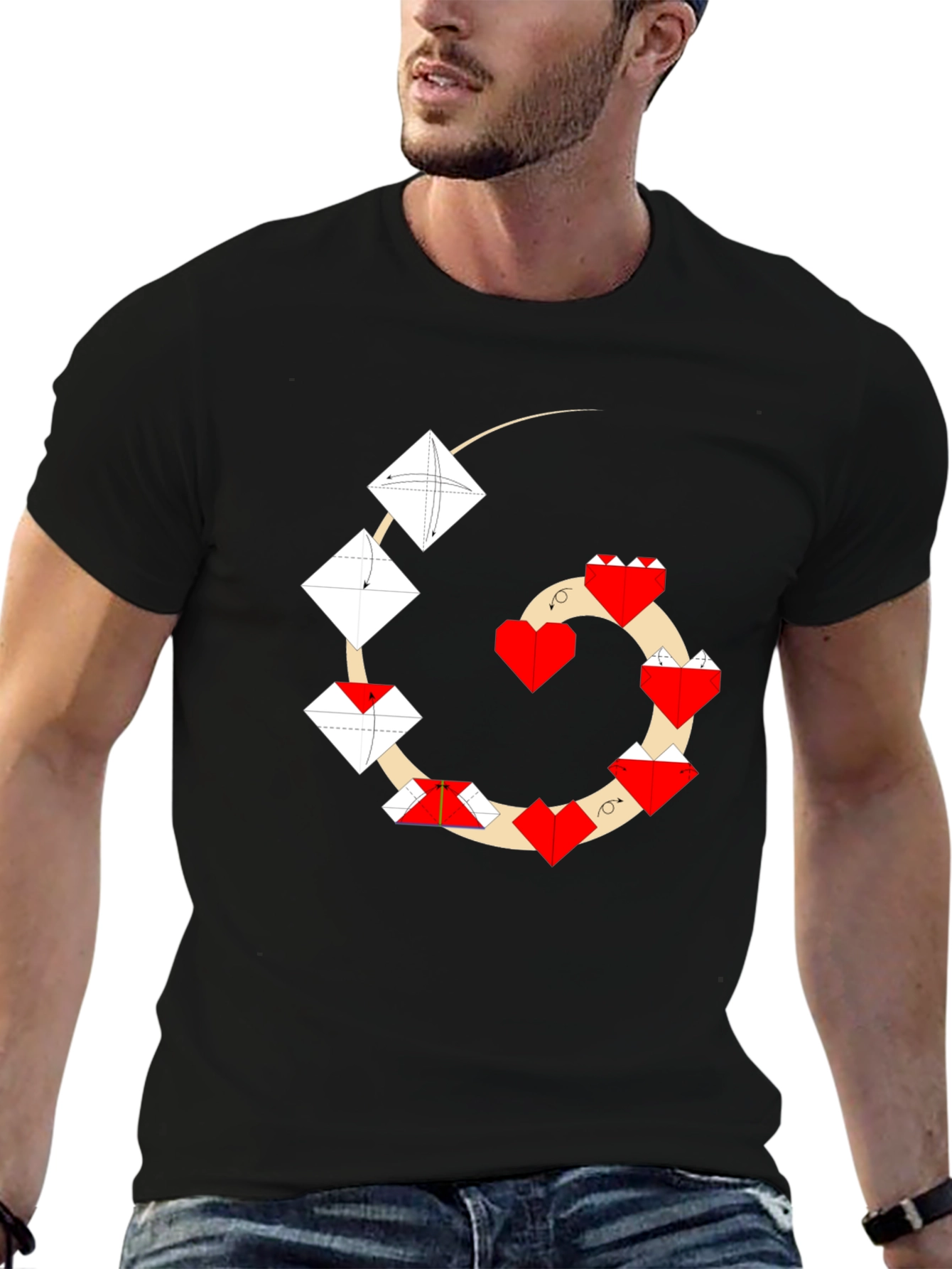 Origami Heart T-Shirt - Unique Geometric Design