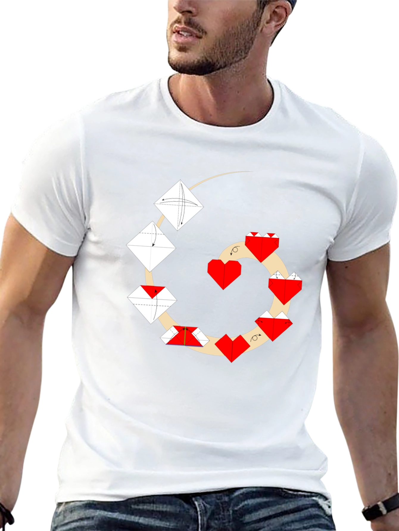 Origami Heart T-Shirt - Unique Geometric Design