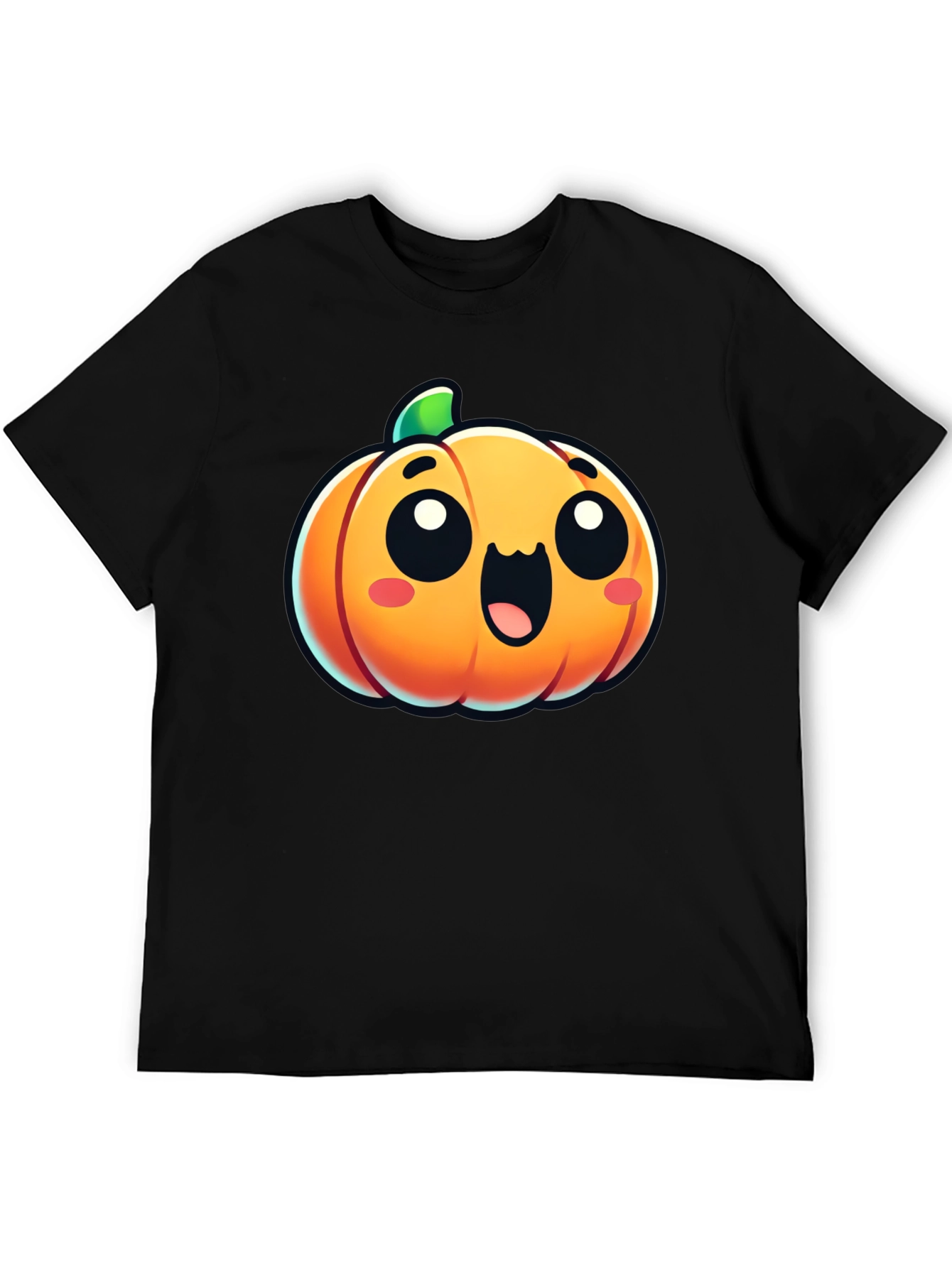 Cute Pumpkin Graphic Tee - Black Cotton Shirt