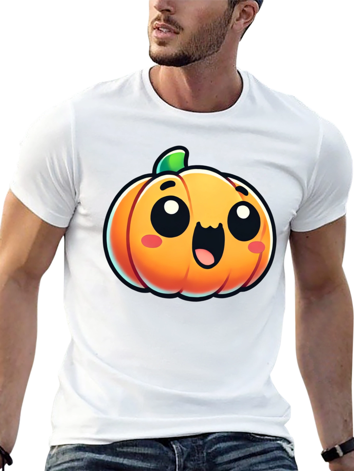 Cute Pumpkin Graphic Tee - Black Cotton Shirt