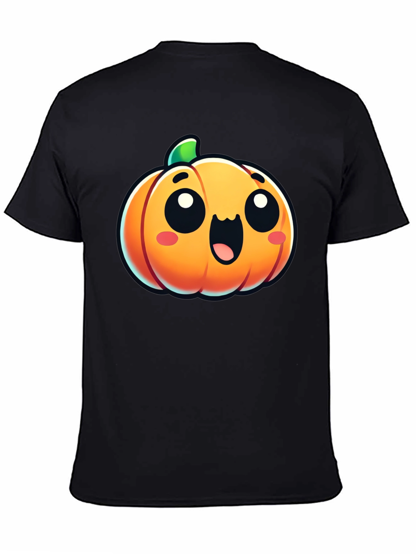 Cute Pumpkin Graphic Tee - Black Cotton Shirt