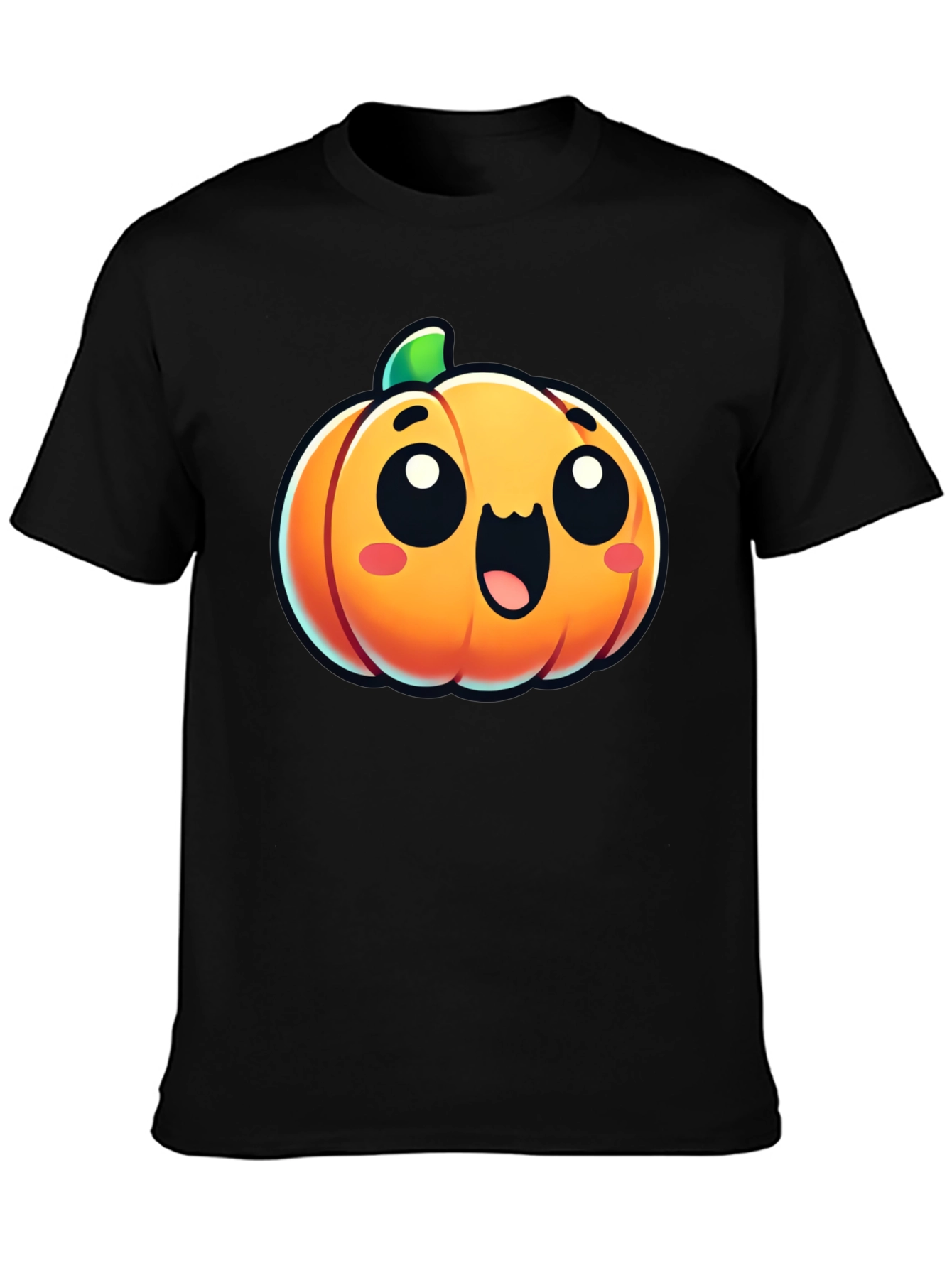 Cute Pumpkin Graphic Tee - Black Cotton Shirt