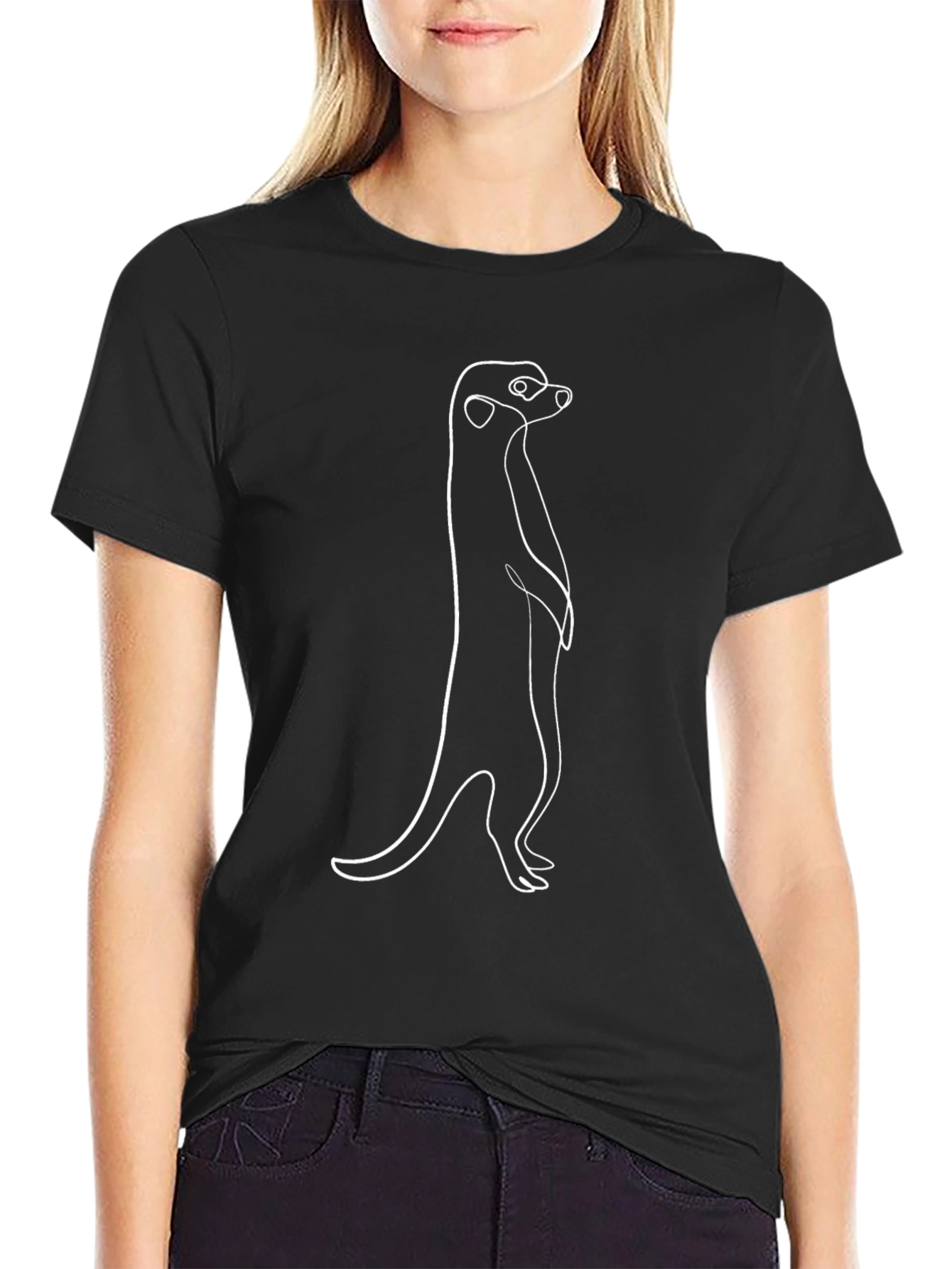 Meerkat Line Art Graphic Tee - Modern Unisex T-Shirt