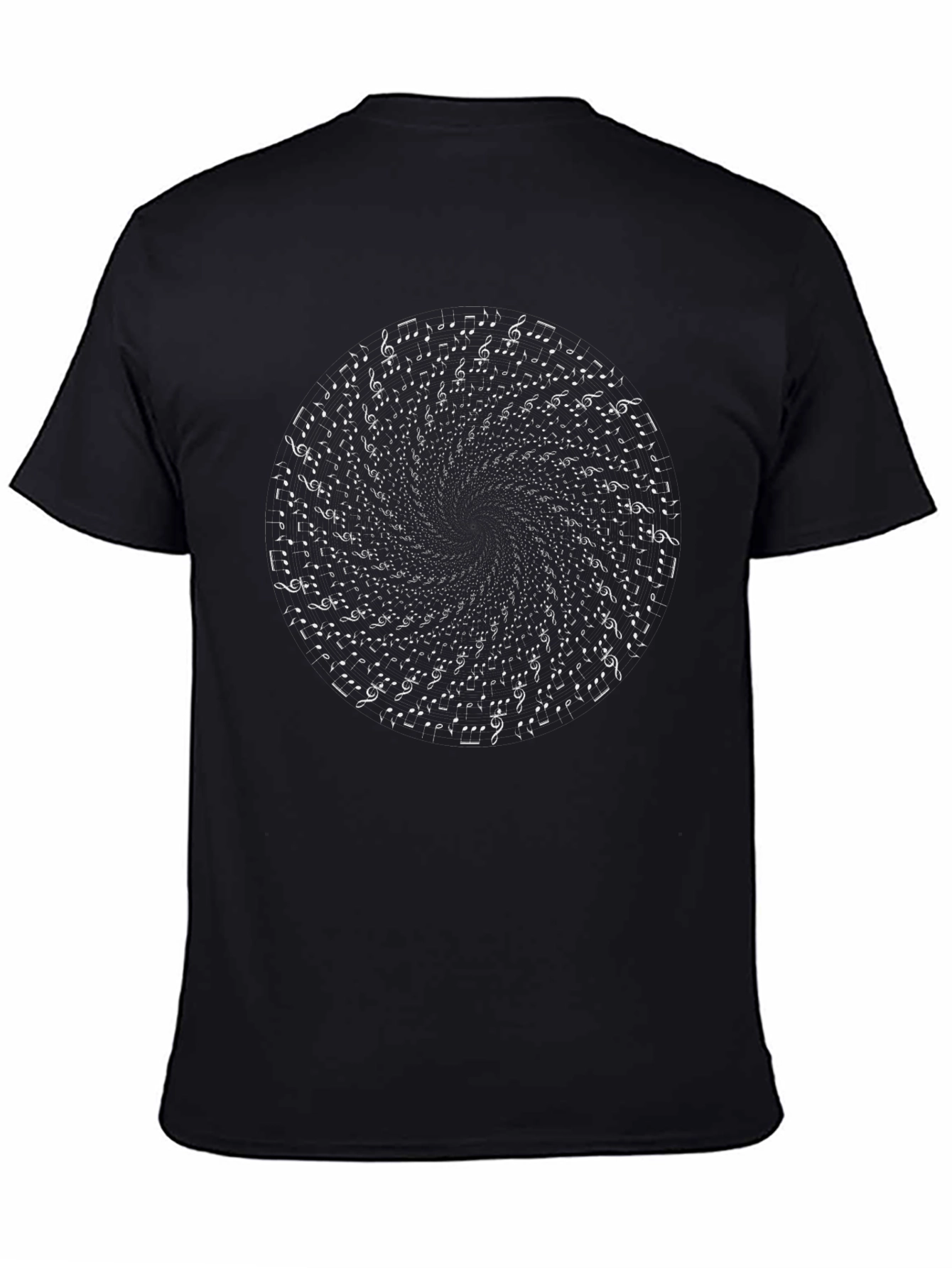 Musical Notes Vortex Graphic Tee - Black