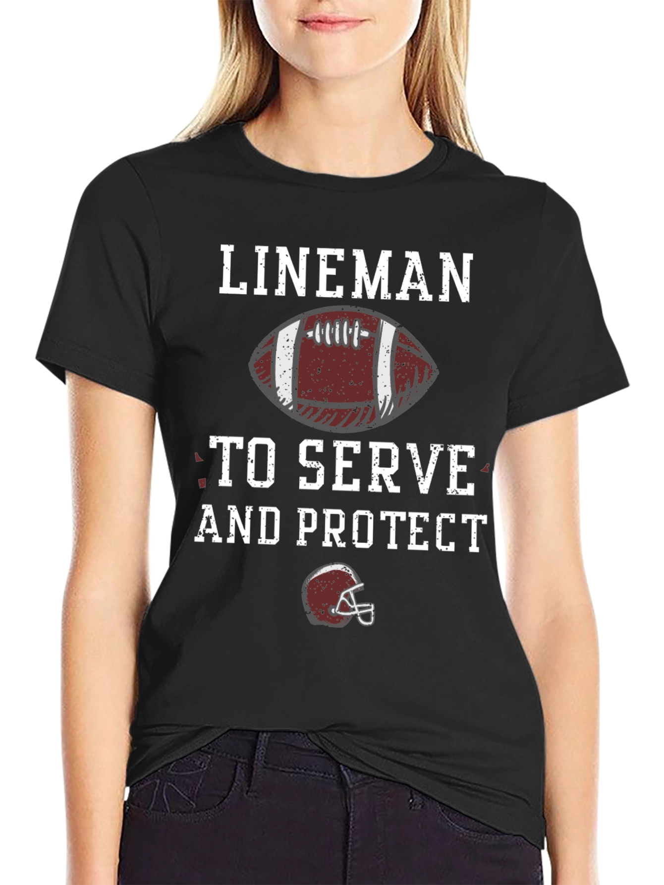 Lineman Football T-Shirt - Serve and Protect