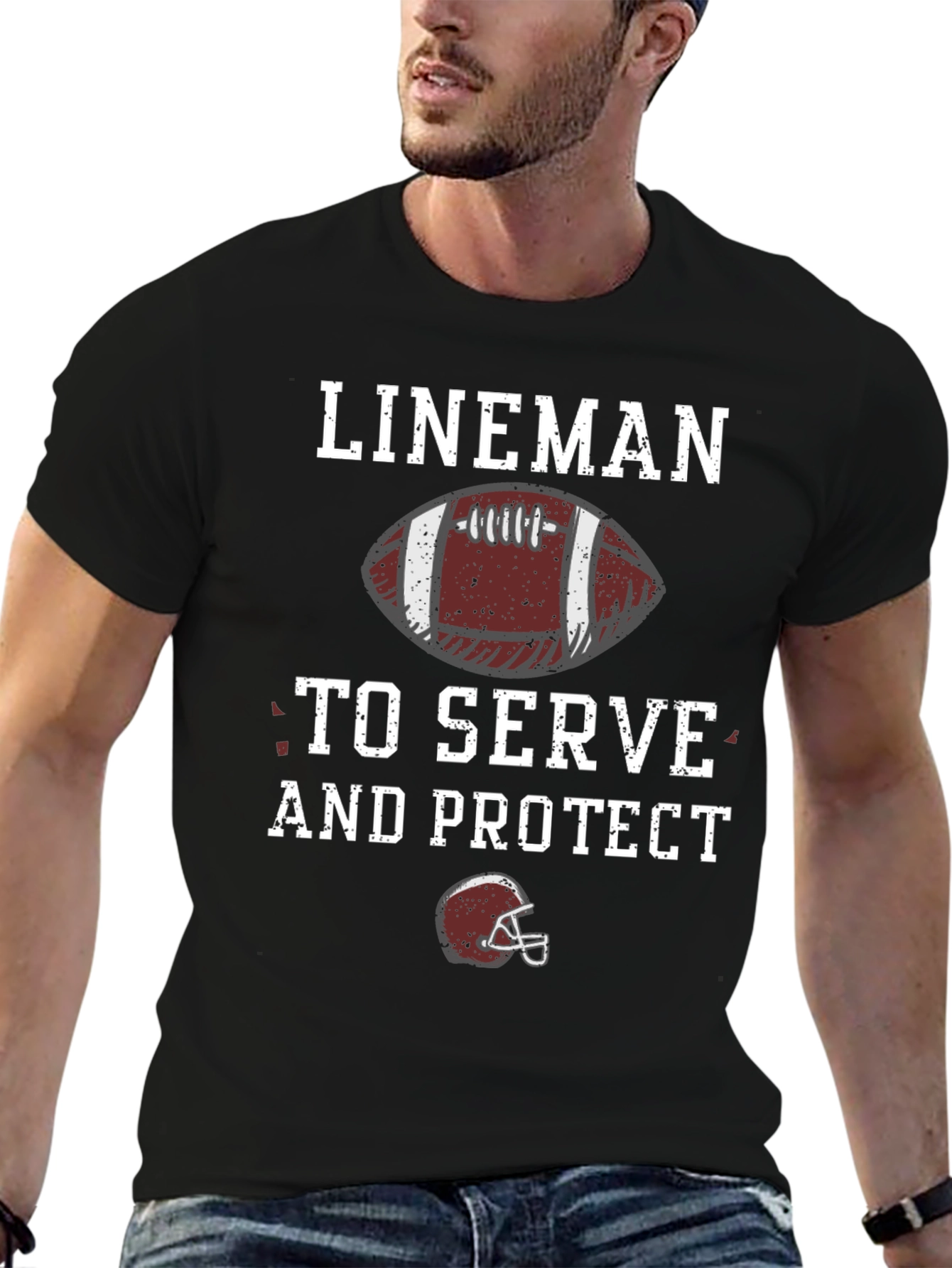 Lineman Football T-Shirt - Serve and Protect
