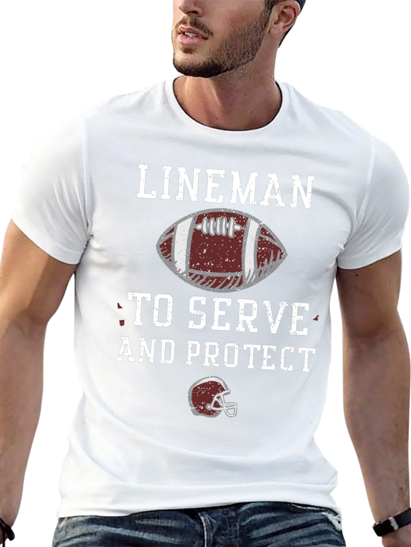 Lineman Football T-Shirt - Serve and Protect