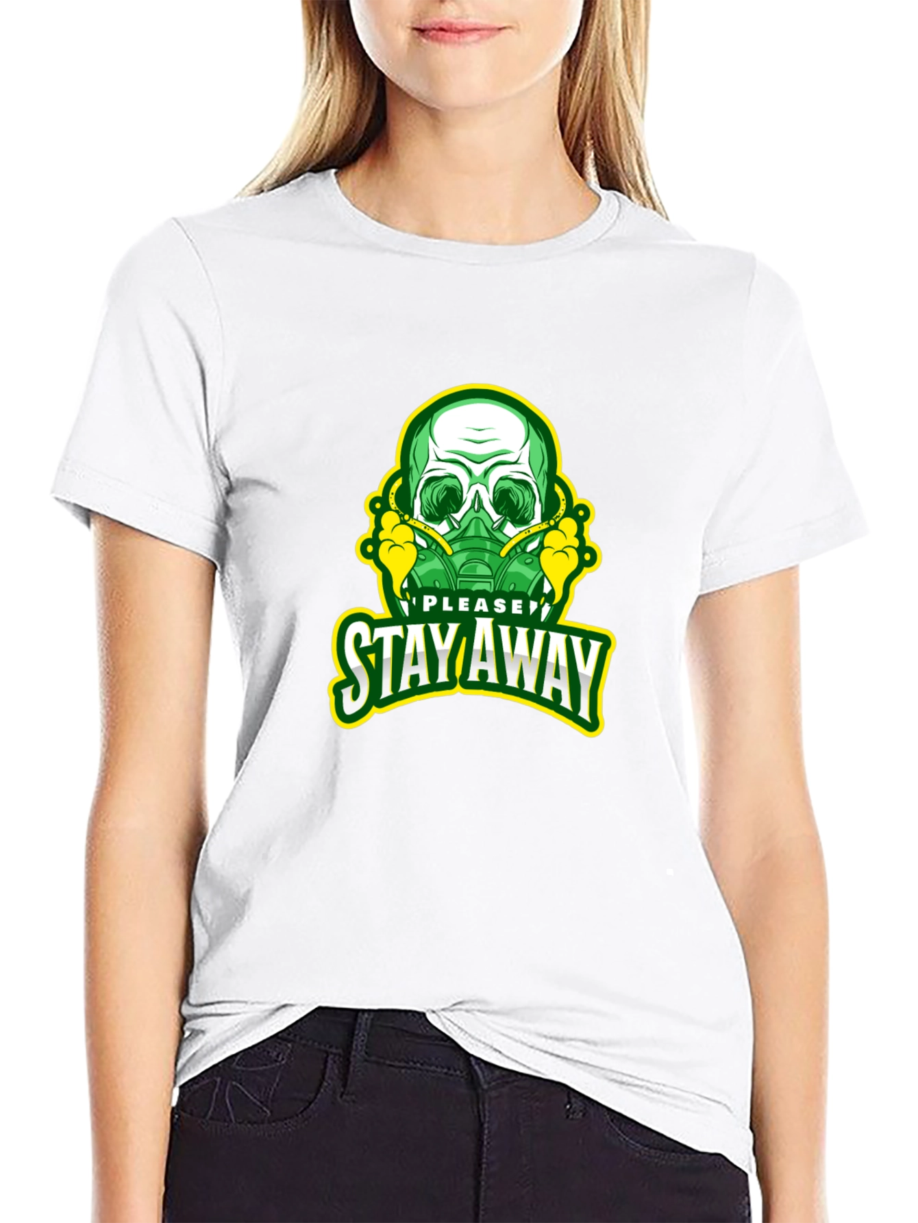 Stay Away Skull Graphic T-Shirt - Black