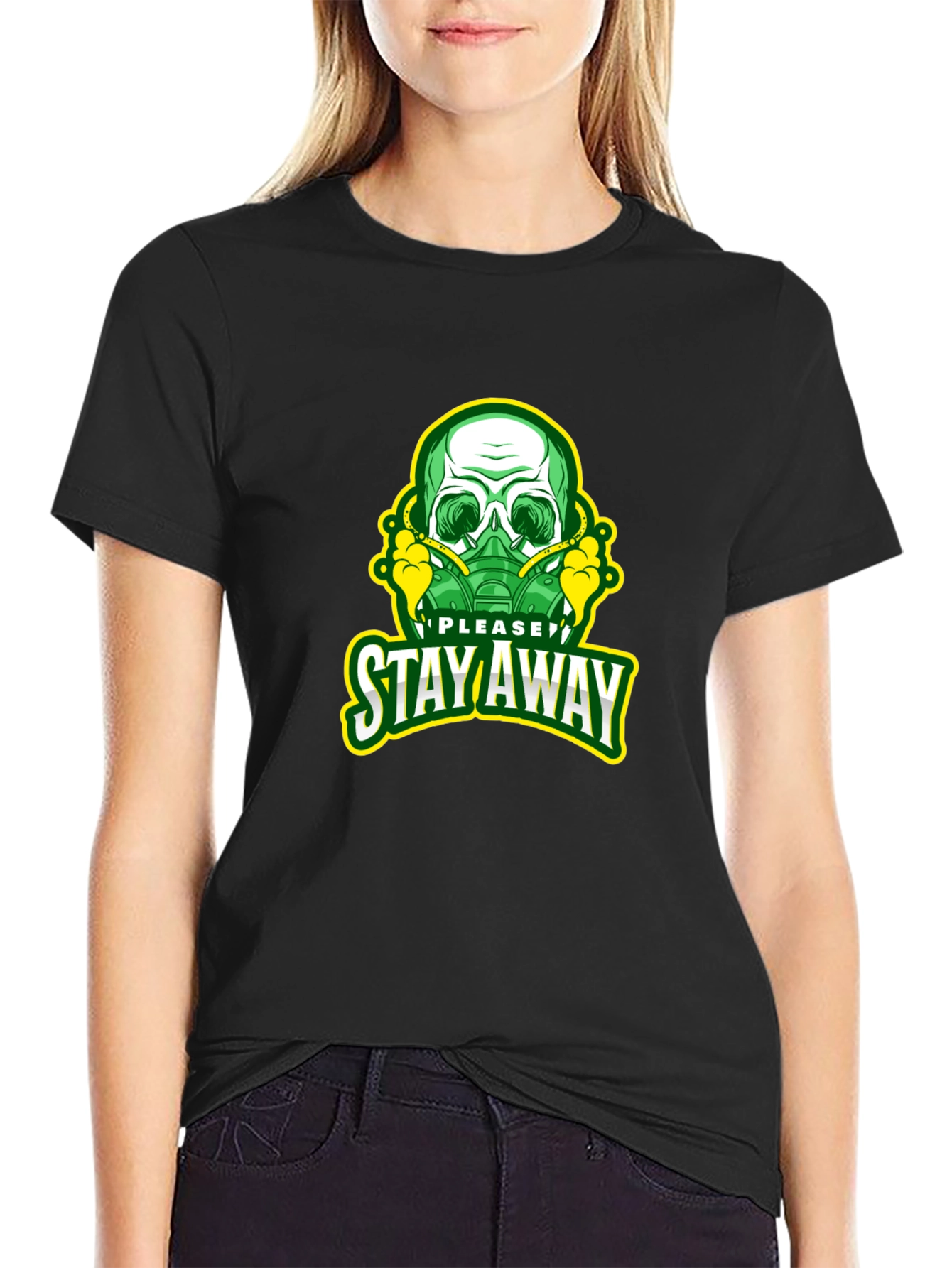 Stay Away Skull Graphic T-Shirt - Black