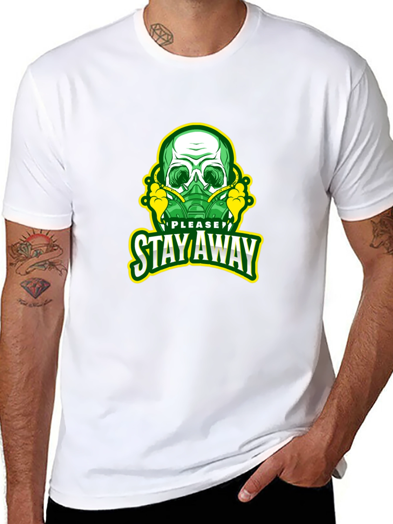 Stay Away Skull Graphic T-Shirt - Black