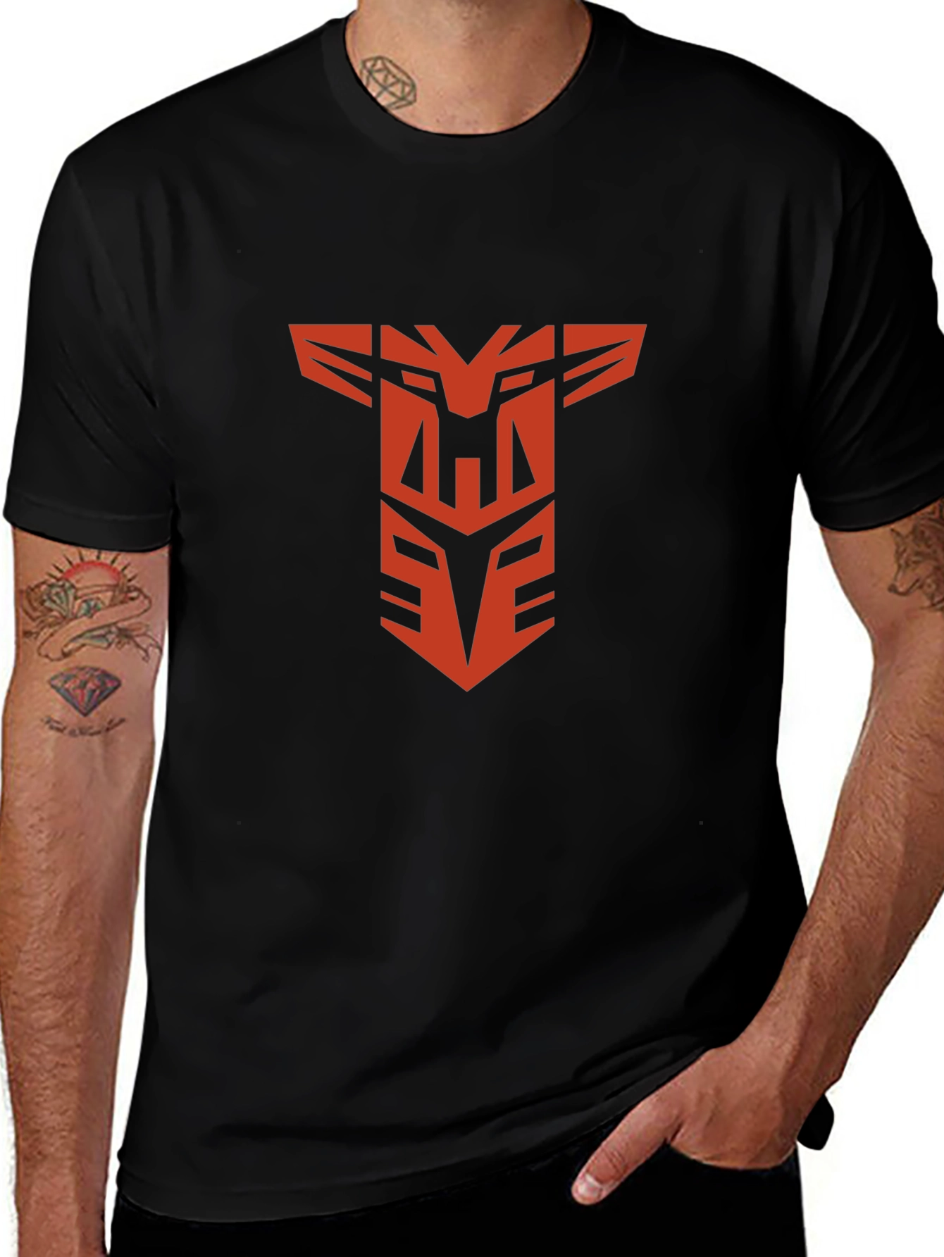 Red Robot Logo Black T-Shirt