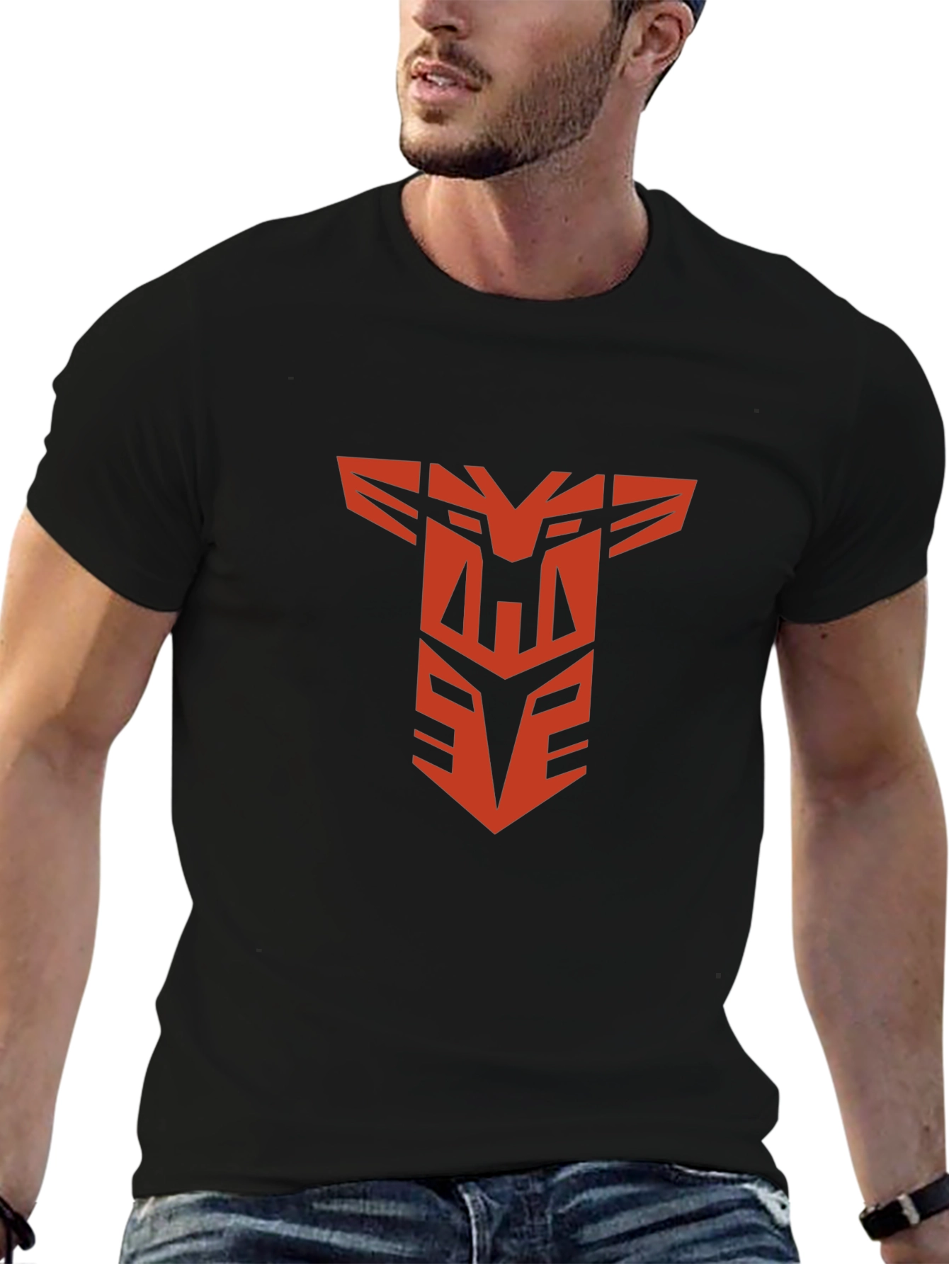 Red Robot Logo Black T-Shirt