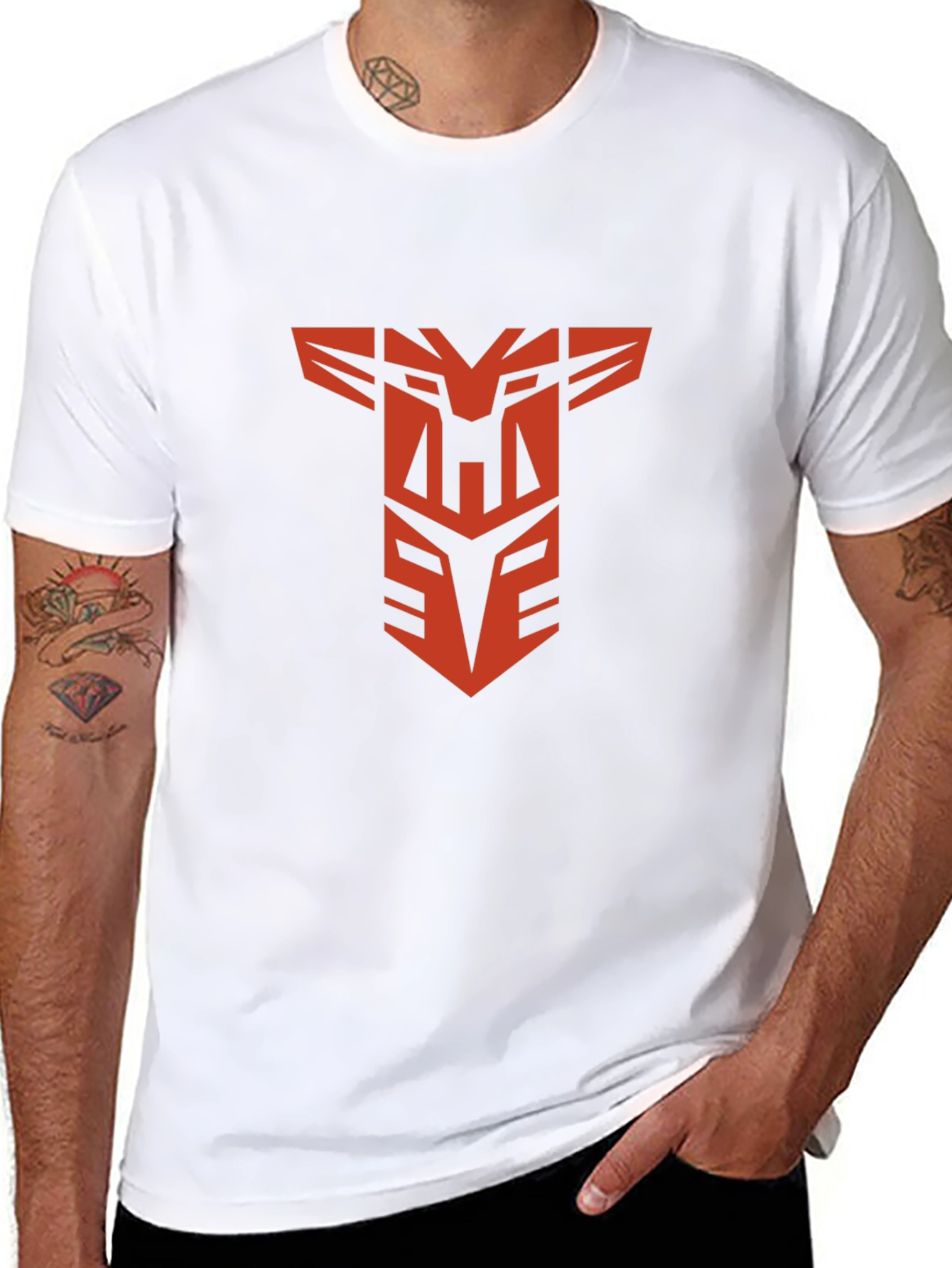 Red Robot Logo Black T-Shirt
