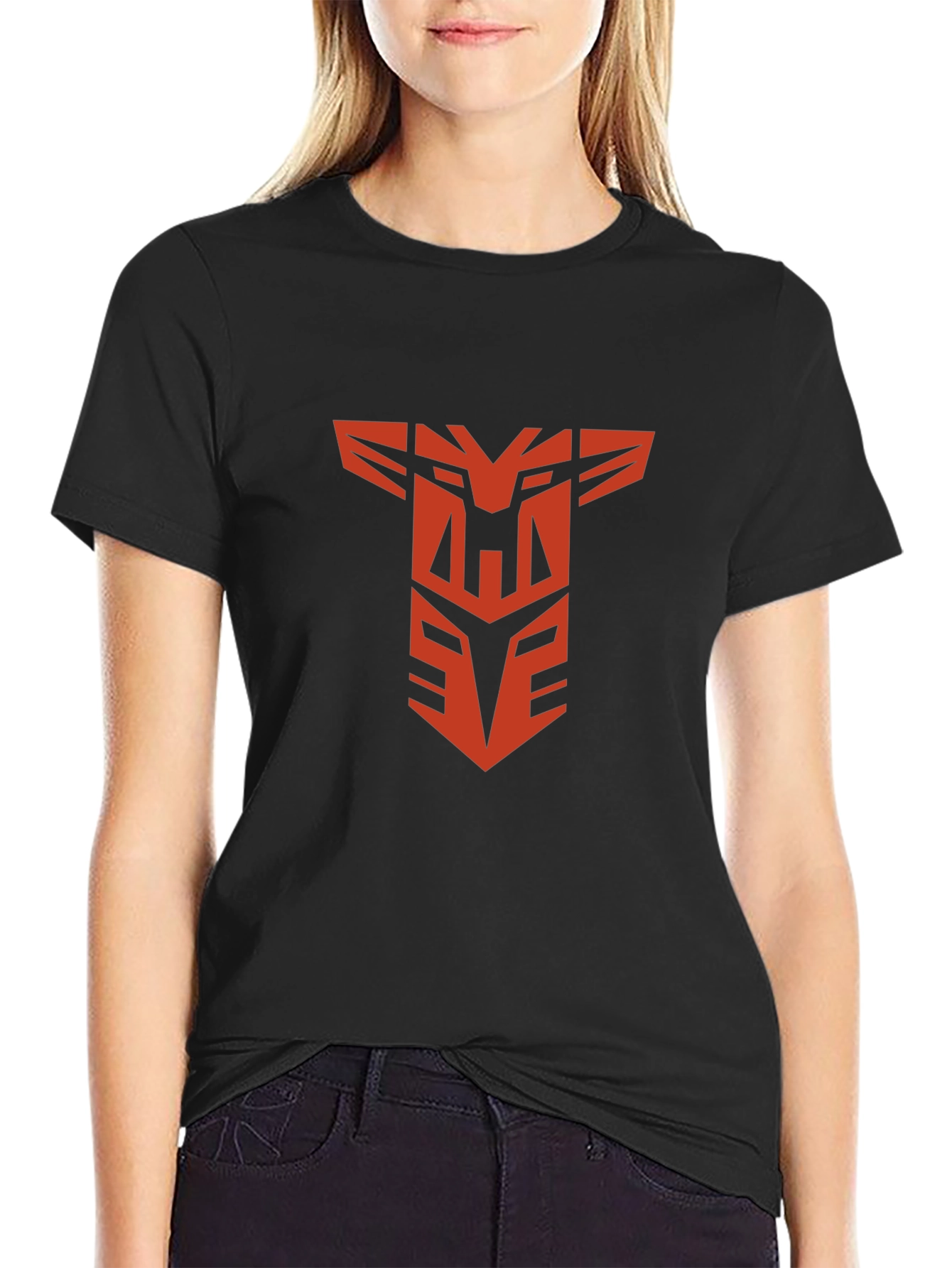 Red Robot Logo Black T-Shirt