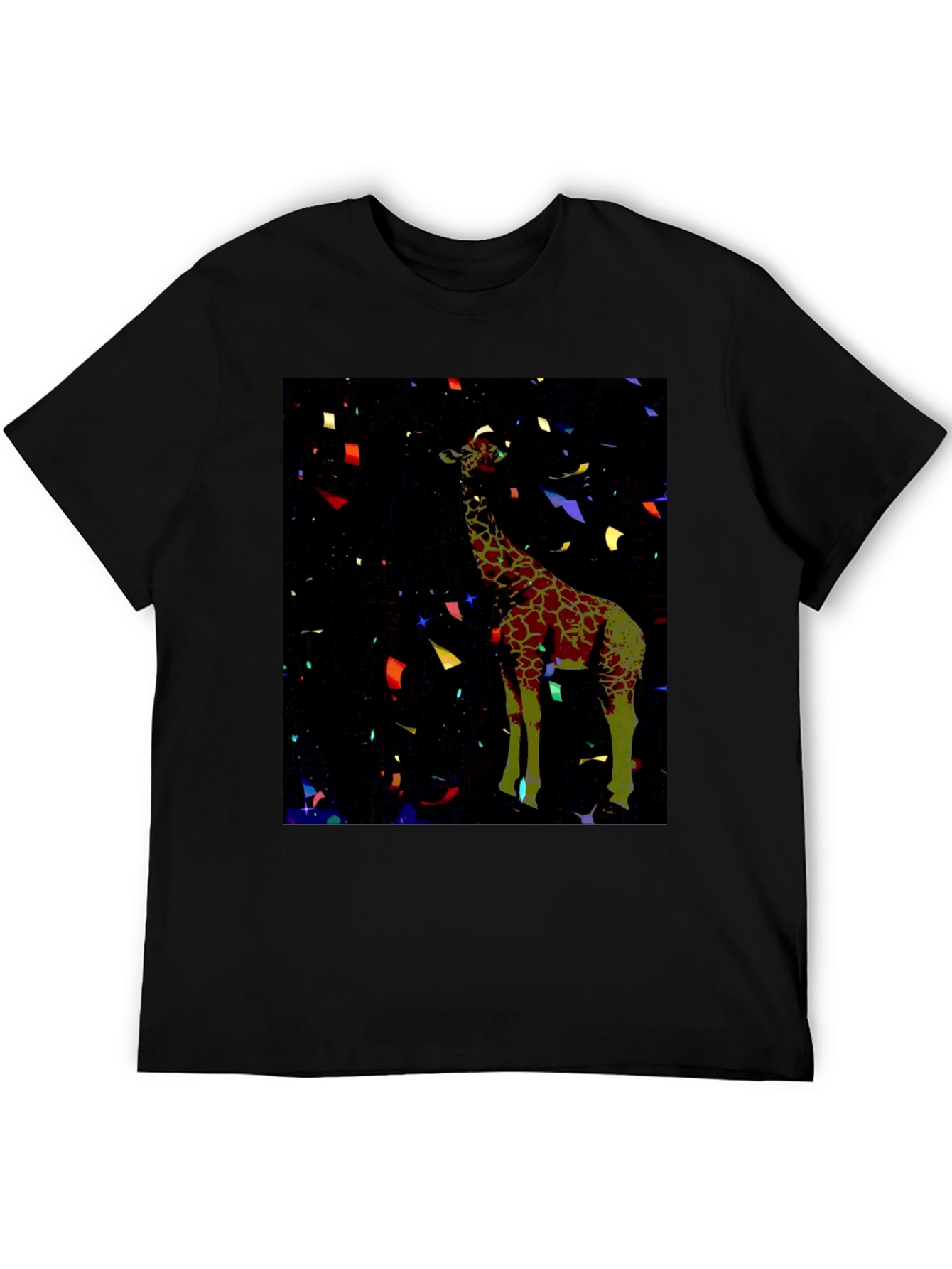 Giraffe Confetti Black Tee