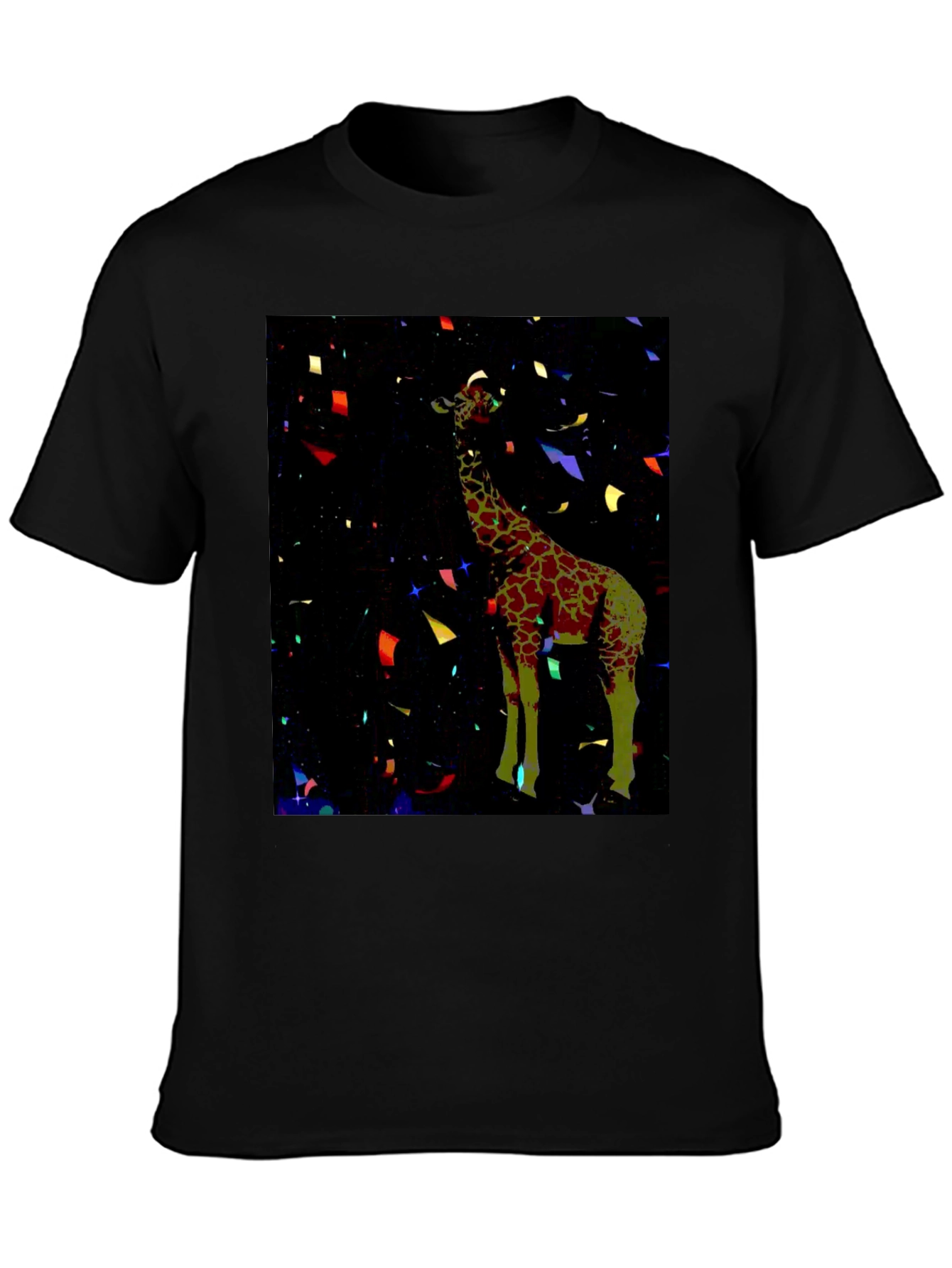 Giraffe Confetti Black Tee