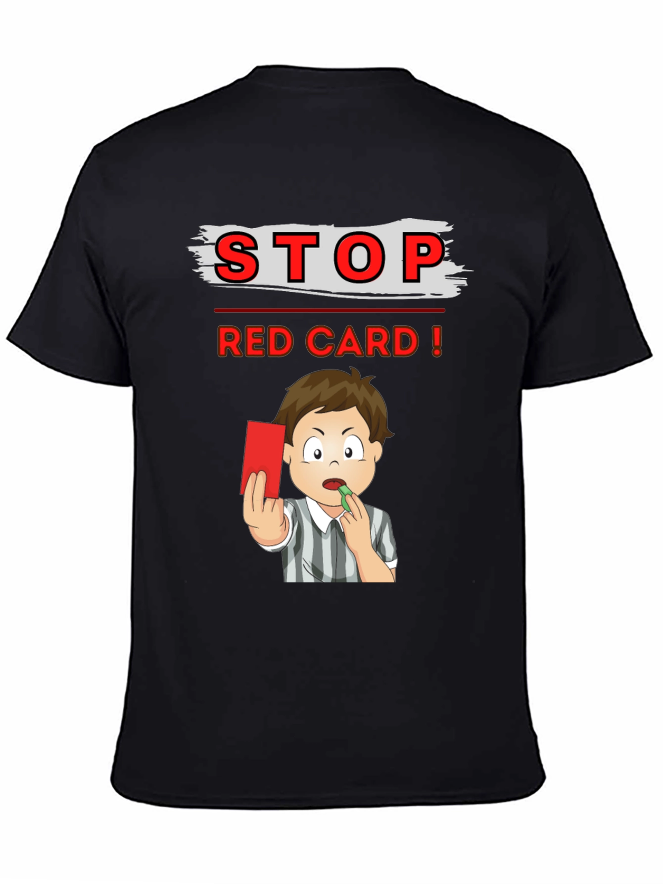 Stop Red Card T-Shirt - Soccer Referee Cartoon Tee