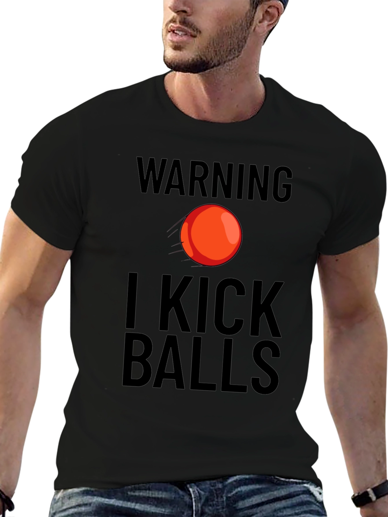 Warning I Kick Balls Graphic T-Shirt