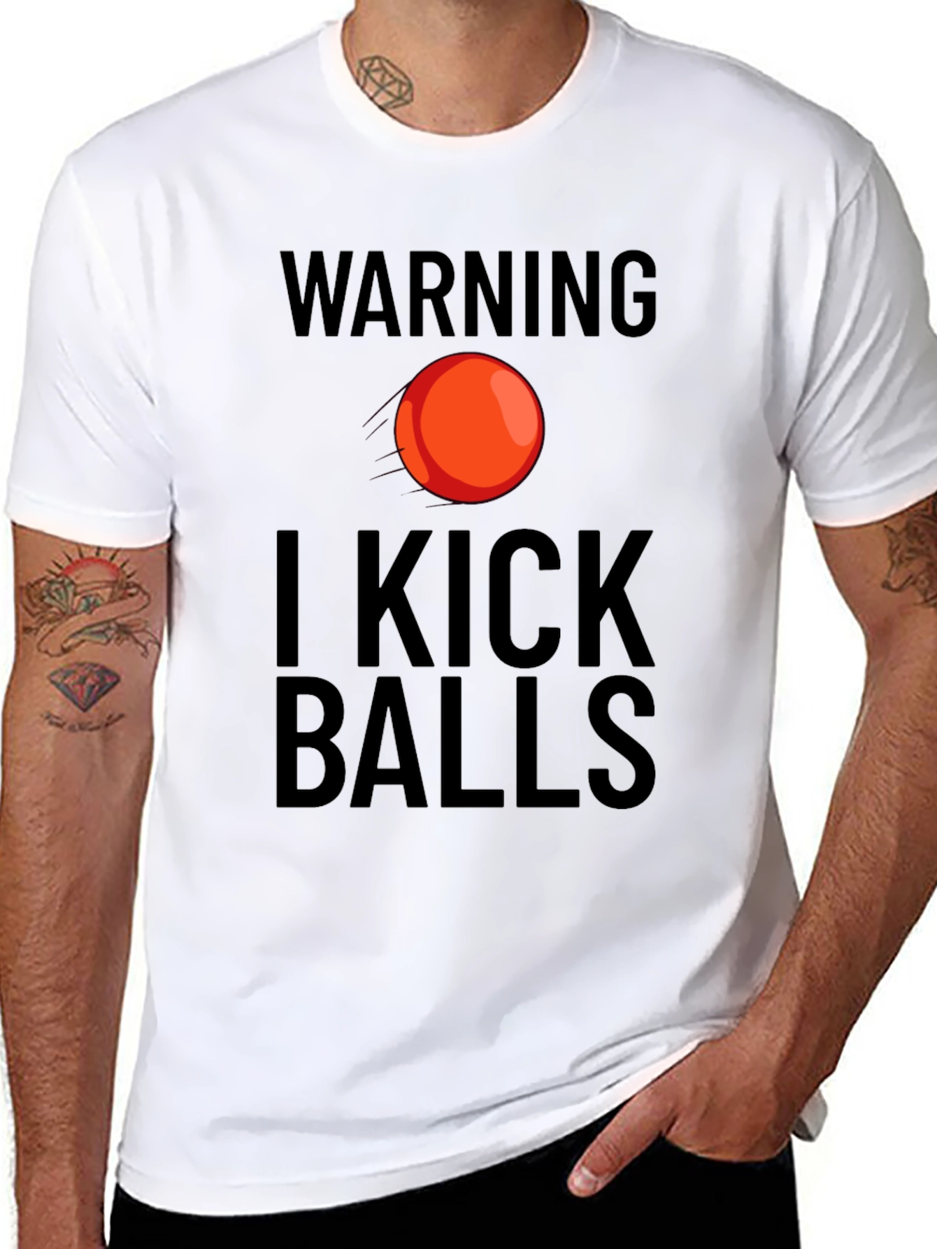 Warning I Kick Balls Graphic T-Shirt